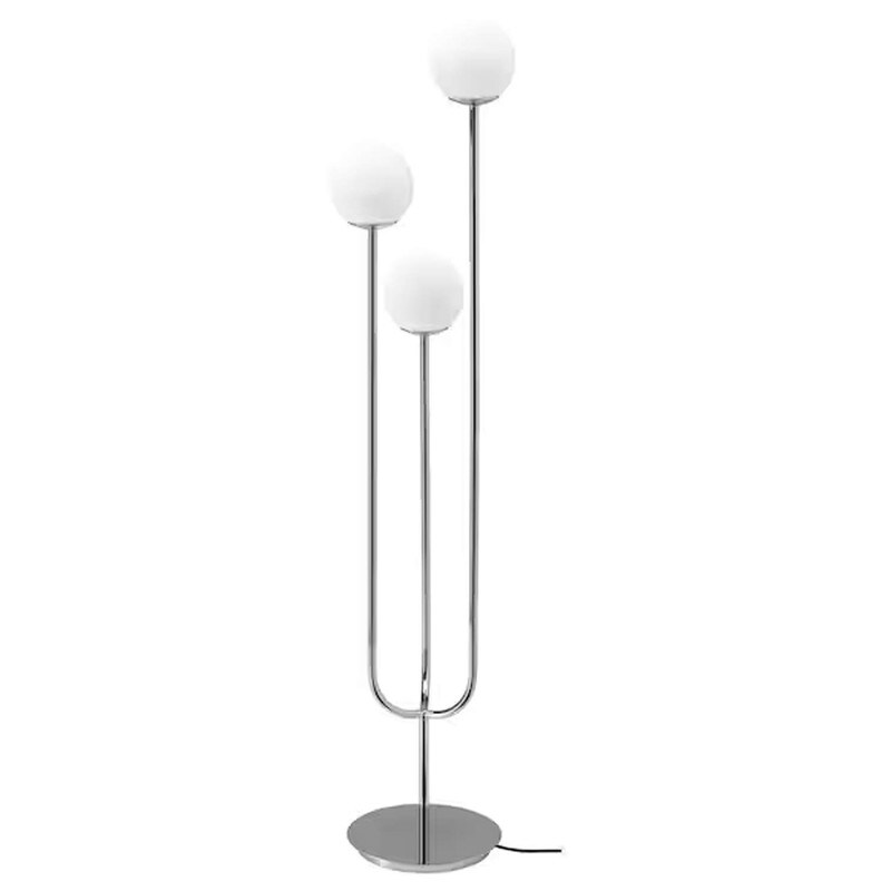 Floor Lamp in Chrome and Opal Glass