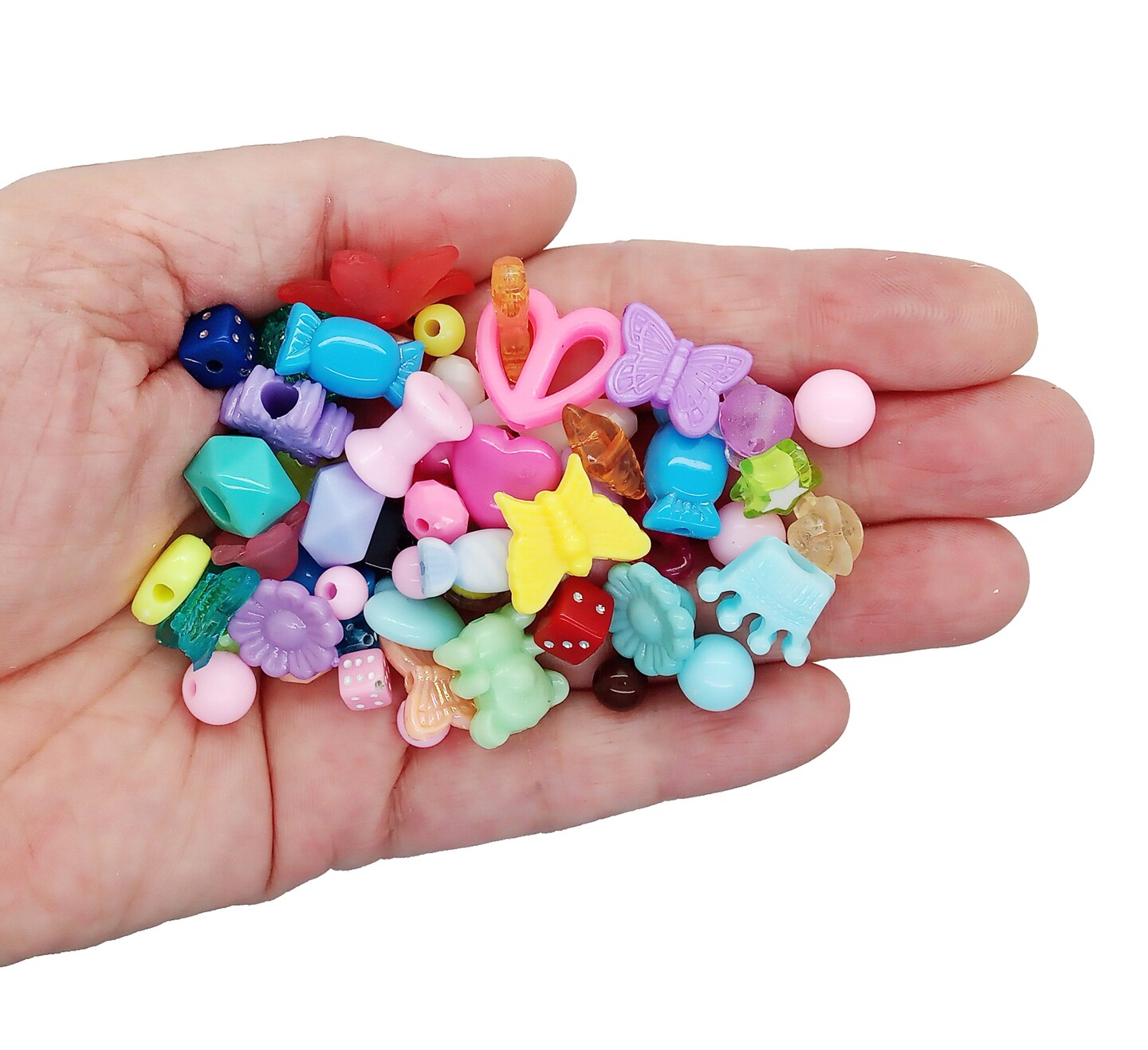 Acrylic Bead Mix, Huge Variety of Colorful Beads for Crafts, about 200 pieces, Adorabilities