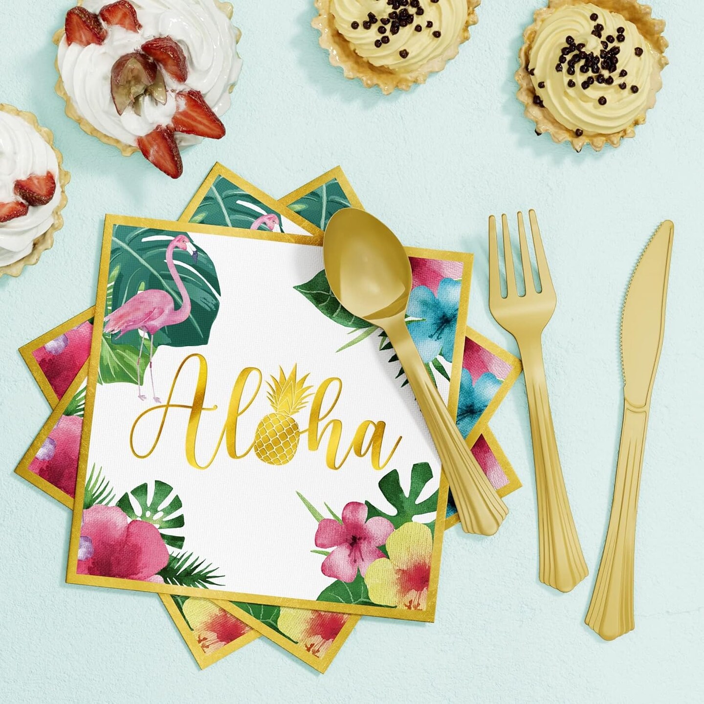 Hawaiian Tropical Luau Party Decorations Supplies - 175 PCS Aloha Birthday Disposable Dinnerware Set