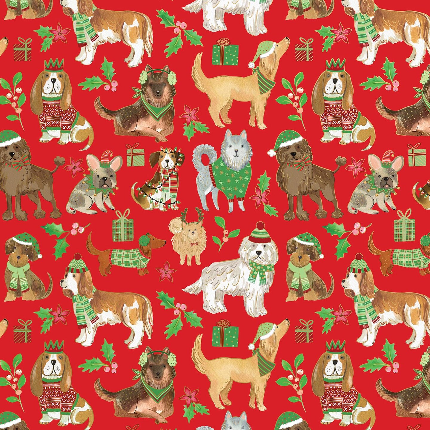 Pack/6 Rolls: Canine Christmas Gift Wrap - Jumbo Roll (30&#x22; x 10 ft.)