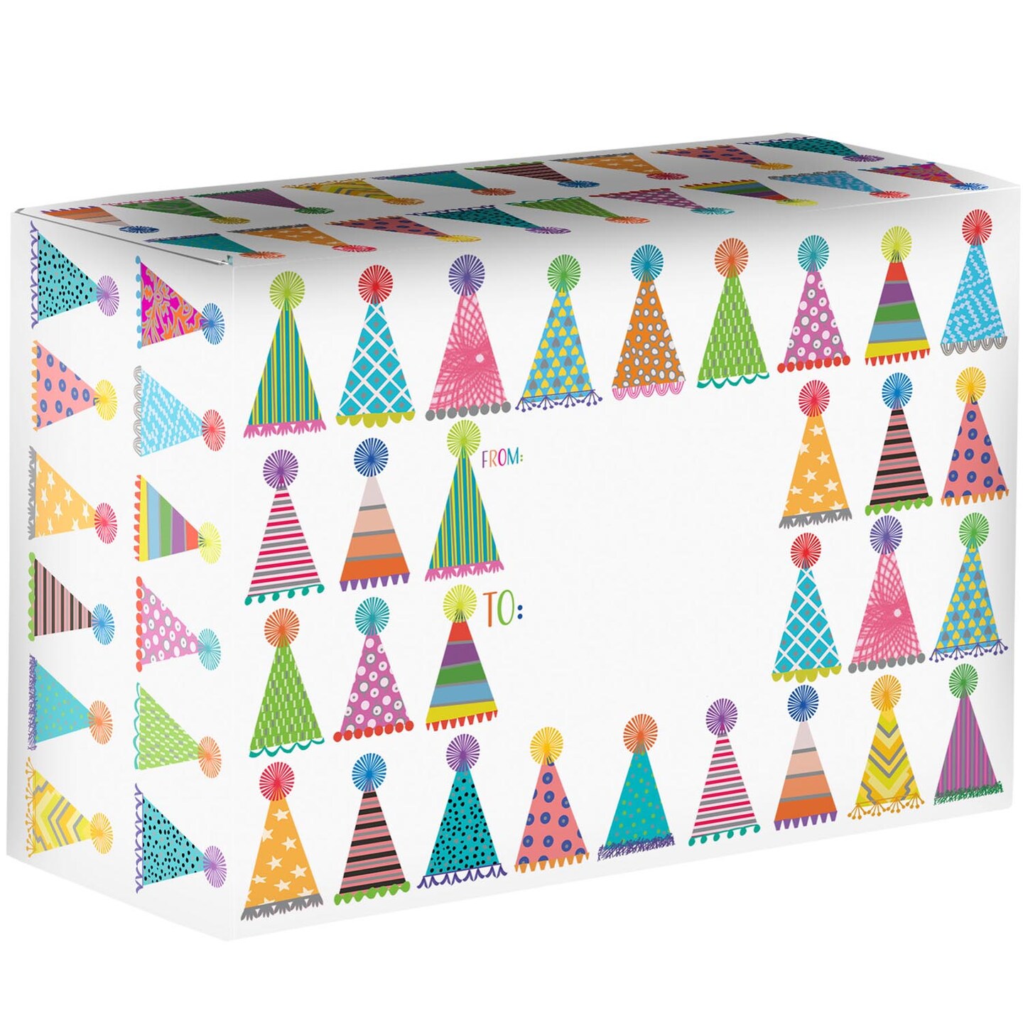 Pack/6: Party Hats Theme Mailing Box - 9-1/2 x 4 x 6-1/2&#x22;