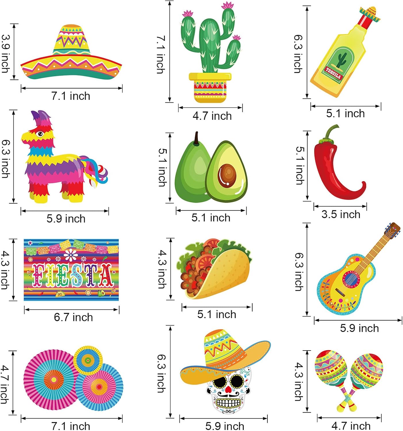 30 Pieces Mexican Fiesta Hanging Swirl Decorations, Cardstock Mexican Fiesta Cinco De Mayo Taco Twosday Birthday Theme Foil Ceiling Party Supplies for Boys Girls Baby Shower Party Favors