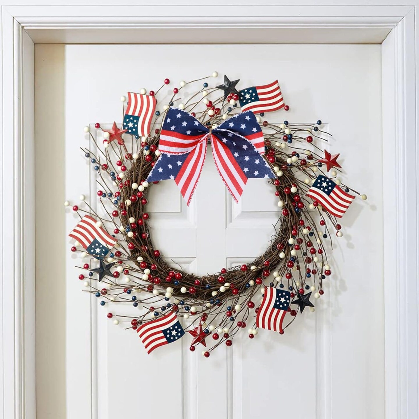 12 Pcs 6 Inch American Flag Bow Patriotic