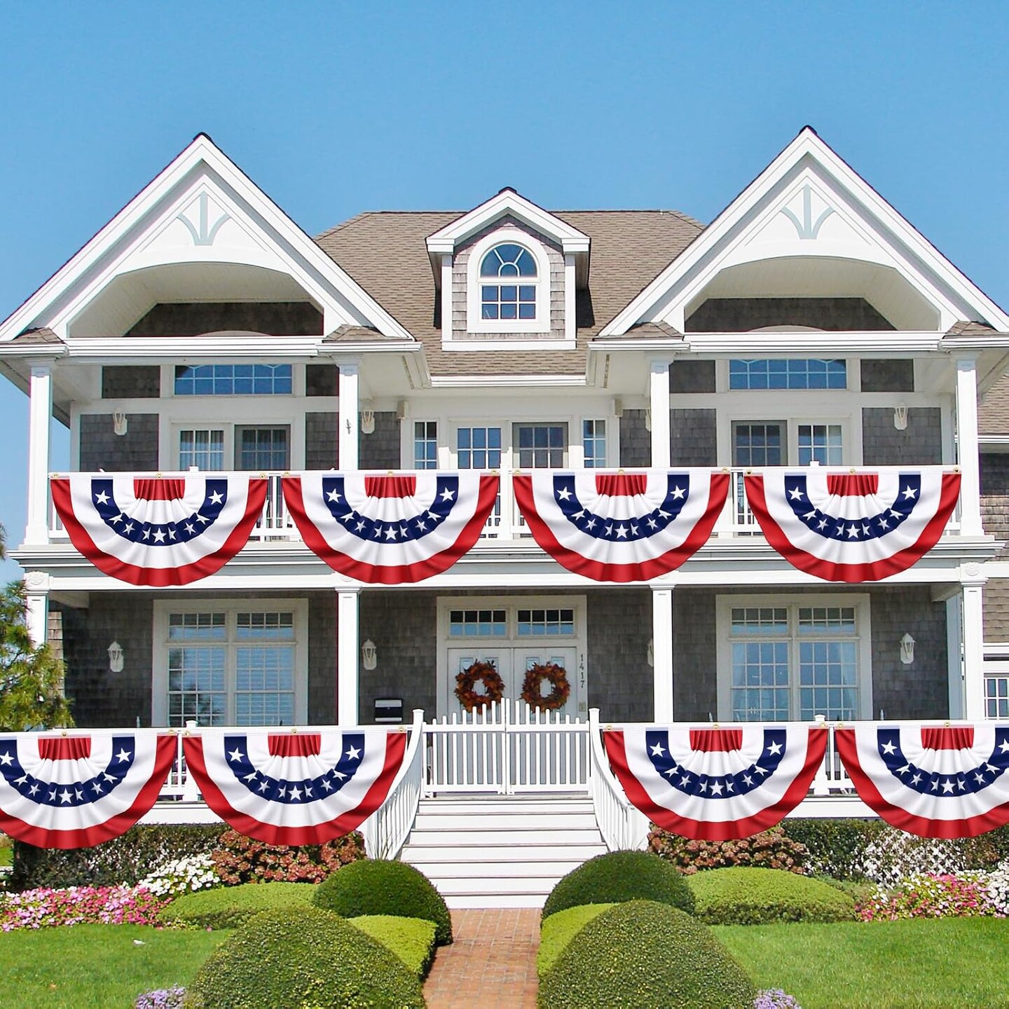 6 Pack American Pleated Fan Flag, Patriotic Half Fan Banner American Flag Decoration Bunting