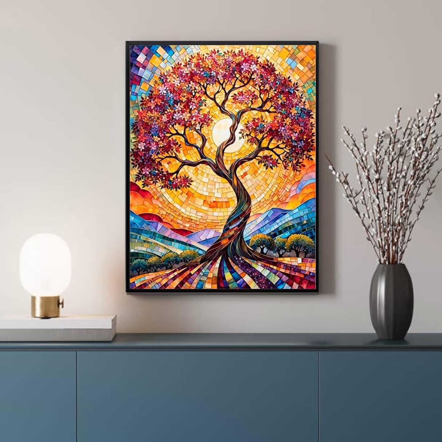 Tree of Life Diamond Painting Kits for Adults - Abstract Diamond Art Painting Kits - Stained Glass Diamond Art Painting Kit - Tree Gem Art for Gift Home Wall Decor 12&#xD7;16 Inch