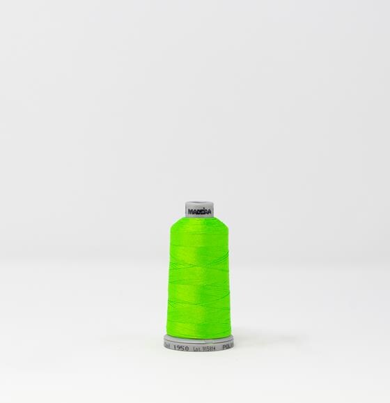 Polyneon Machine Embroidery Thread -- 1,100 yards Spool -- Fluorescent Bright Green Color -- Ref. #1950 by Madeira&#xAE;