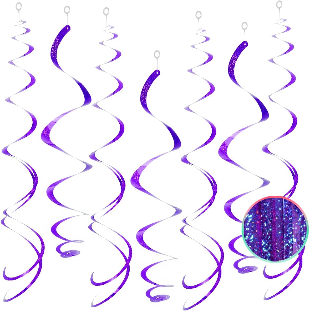 30-Pack Purple Hanging Swirl Decorations – 26" Plastic Party Streamers for Ceiling, Birthday, Wedding, and Celebration Decor
