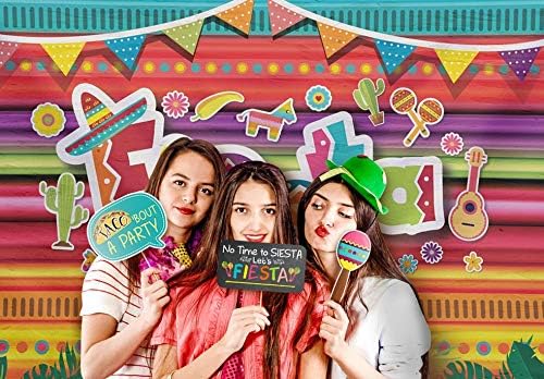 Fiesta Theme Photography Backdrop &#x26; Studio Props Kit, Cinco De Mayo Party Decorations, Mexican Photo Booth Background for Pictures, Summer Pool Mexicana Birthday Party Supplies