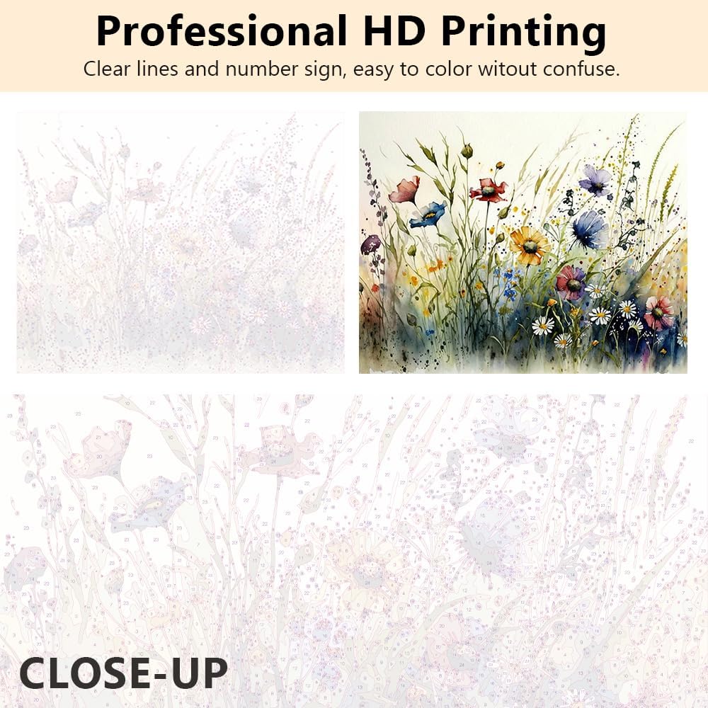 Paint by Numbers Wildflower DIY Adults&#x27; Paint-by-Number Kits on Canvas, 16 x 20 Inch
