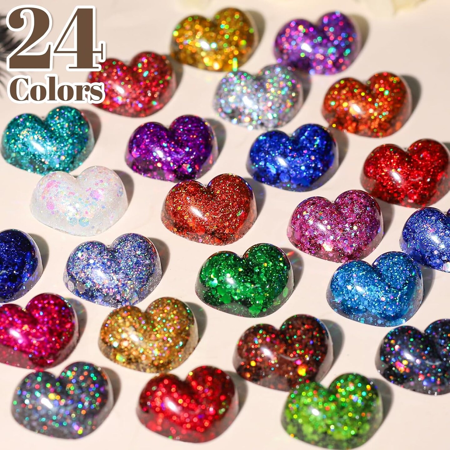 Chunky Glitter, 24 Colors Holographic Chunky Glitter for Crafts, Resin, Tumblers, Nail Body, DIY Party Decorations