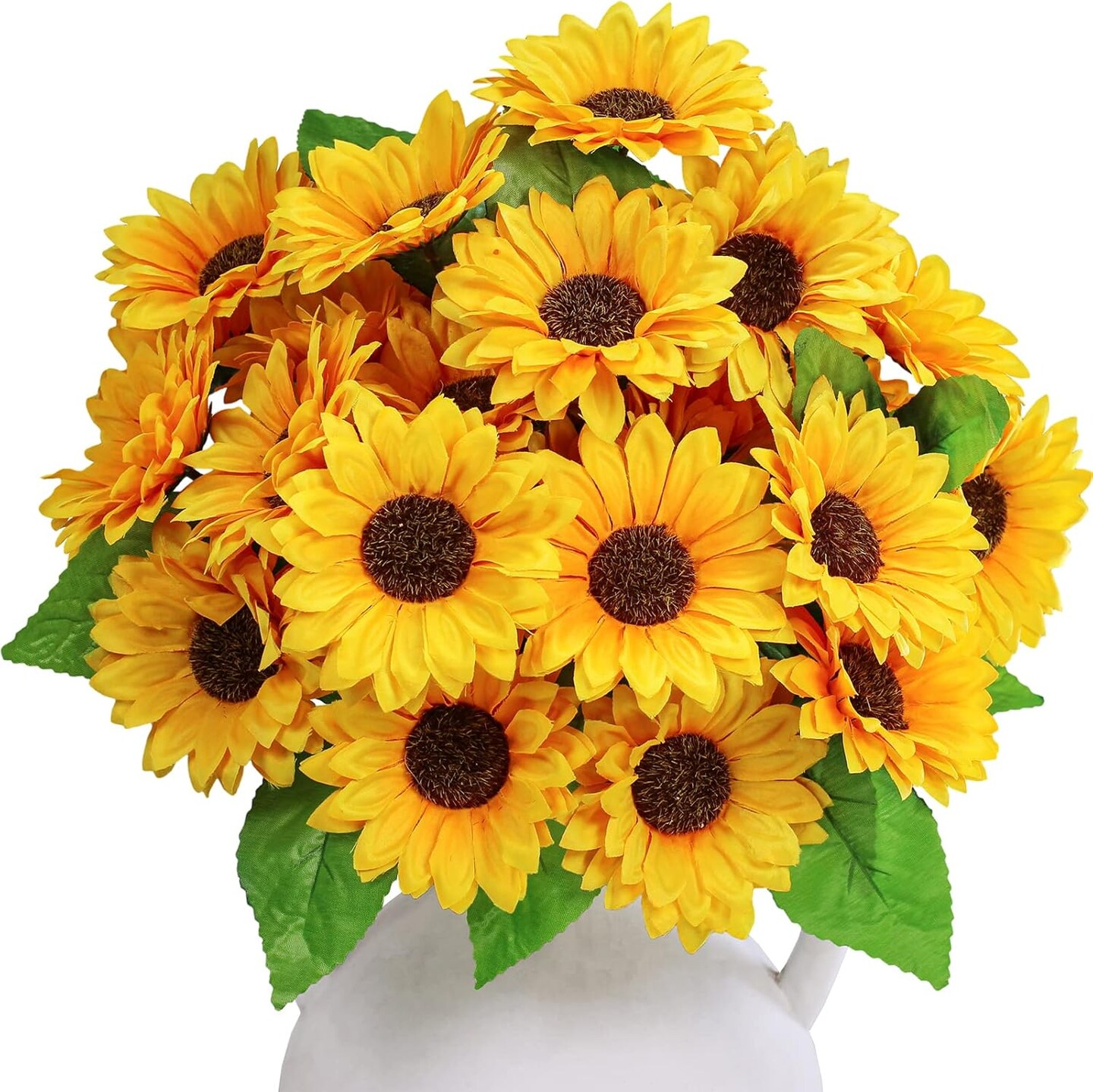 6 Pcs Summer Sunflower &#x2013; 11.8&#x22; Yellow Silk Artificial Flowers for Floral Arrangements, Vases &#x26; Outdoor Decor