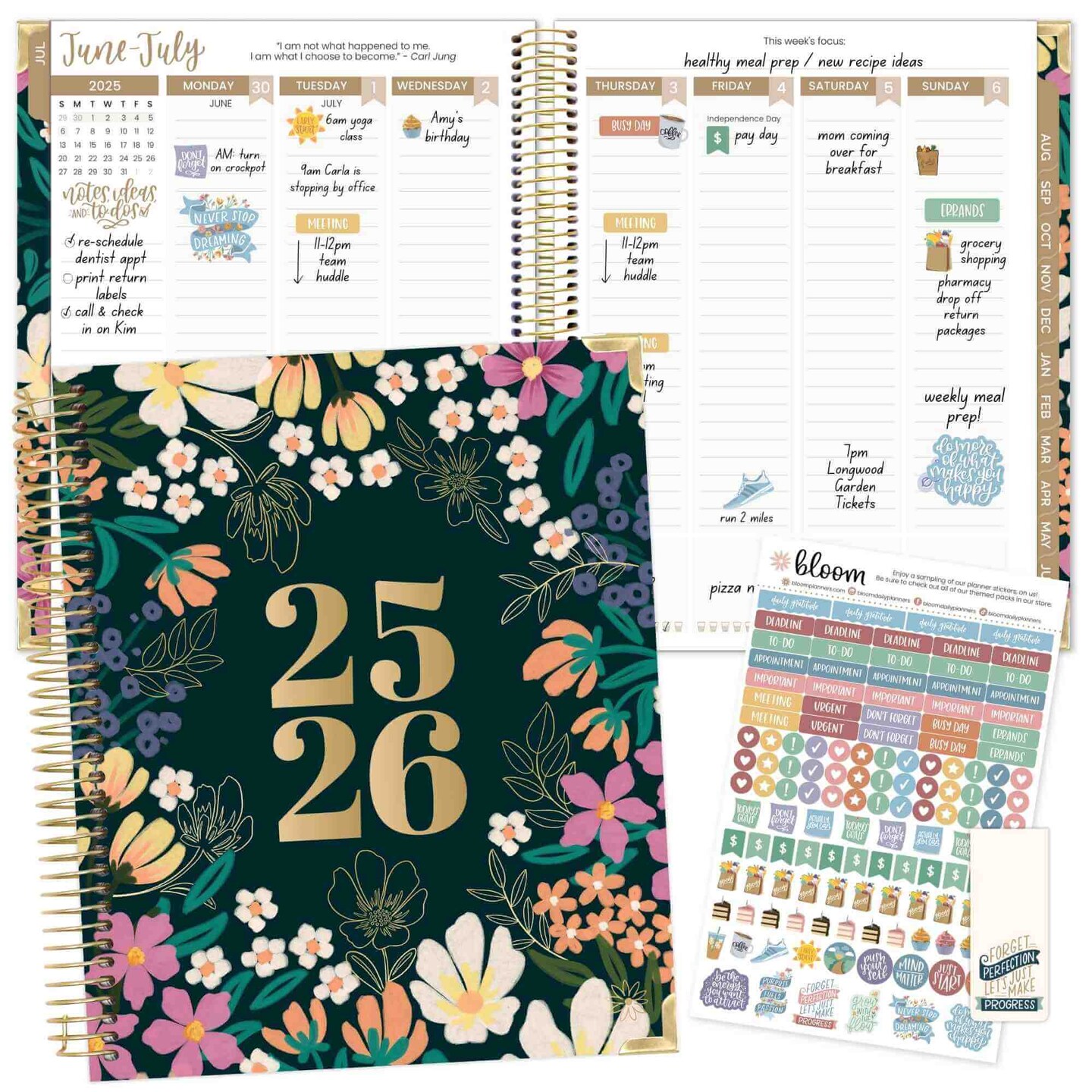bloom daily planners 2025-26 Academic Planner Vision Planner, 7.5&#x22; x 9&#x22;, Blooming Wildly