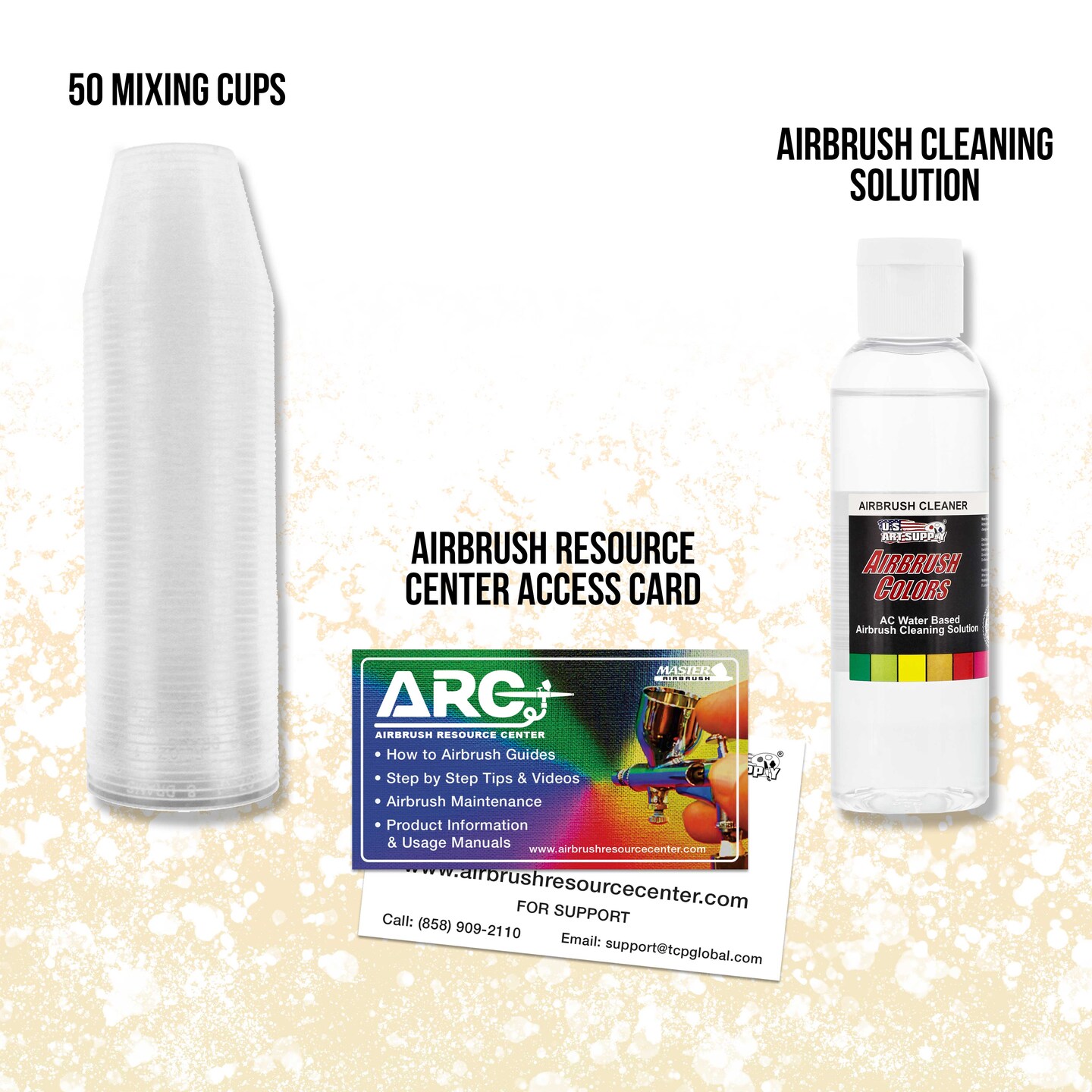Professional 3 Airbrush Kit with High Performance Compact Airbrush Compressor, Air Hose, 6 Color Airbrush Paint Set with Cleaner &#x26; Paint Reducer