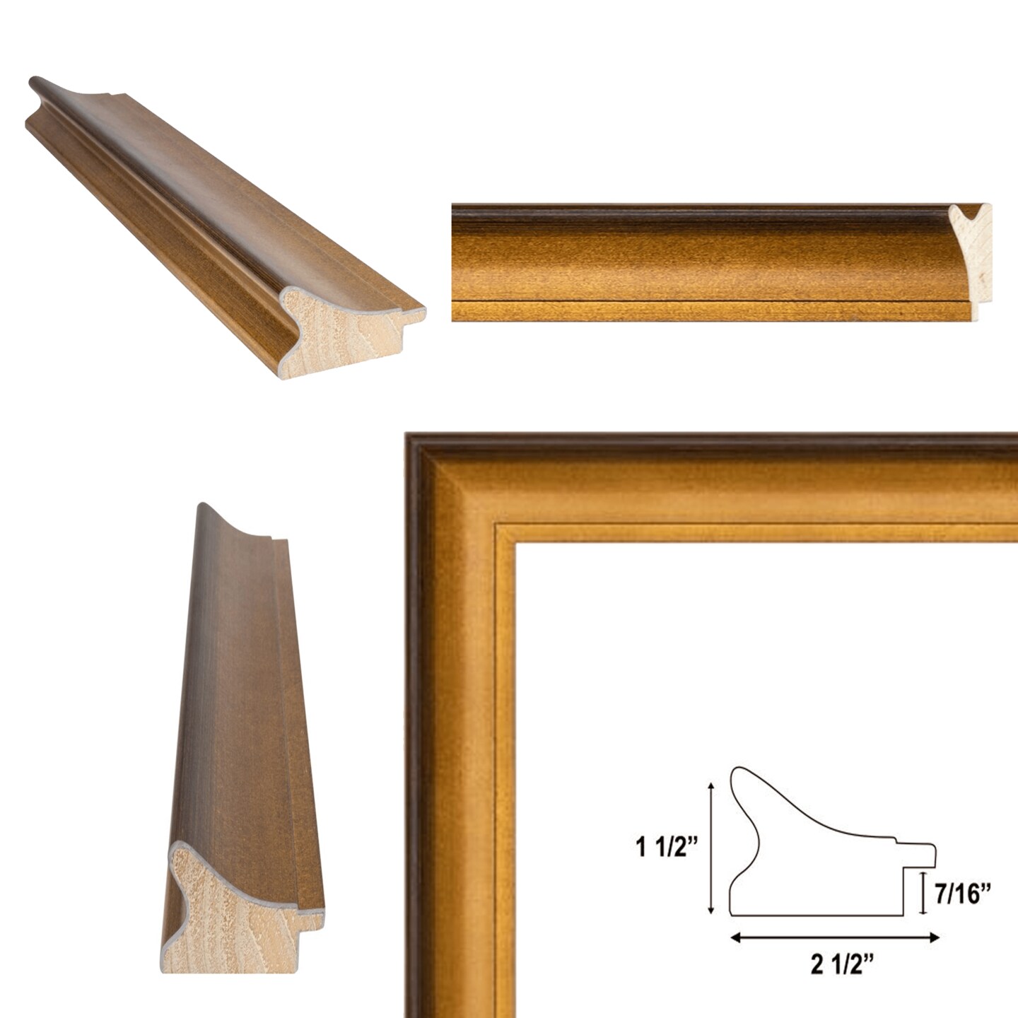 Wide Scoop Brushed Gold Picture Frame 30x40 frame