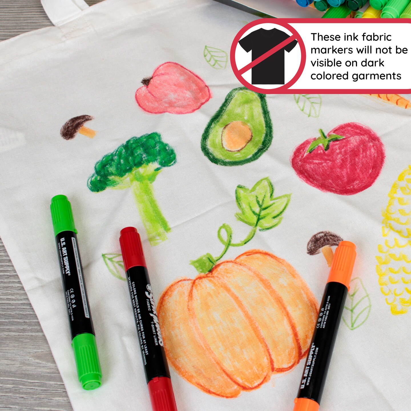 40 Unique Primary &#x26; Pastel Colors Dual Tip Fabric &#x26; T-Shirt Marker Set - Double-Ended Fabric Markers with Chisel Point and Fine Point Tips Vibrant Ink