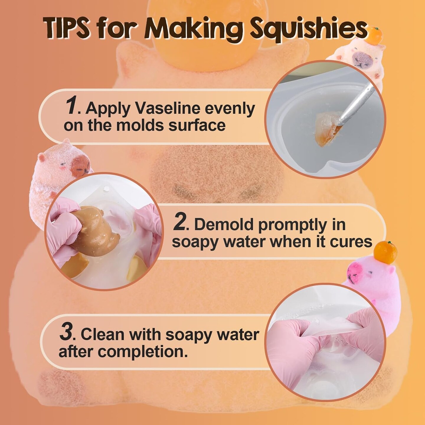 LET&#x27;S RESIN 4 Pcs Capybara Silicone Molds for Taba Squishy, Resin Casting, Effortless Demolding Molds for Stress Relief DIY Decompression Gift Home Decor