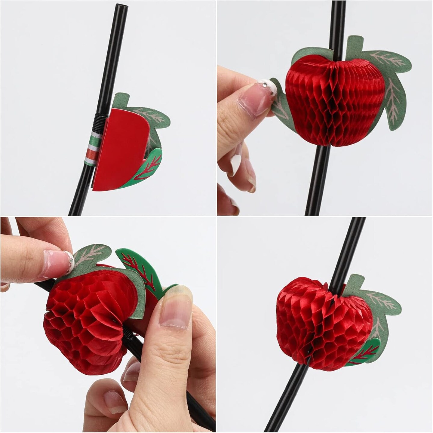 100pcs Fruit Drinking Straws, Disposable Honeycomb Plastic Straws, Tropical Hawaiian Beach Cocktail Pool Luau Party Decorations Supplies