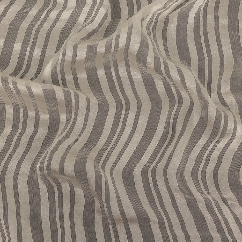 1 Yard Vanilla Ice Crinkled Silk Chiffon Fabric with Satin Stripes 50 Inch Width