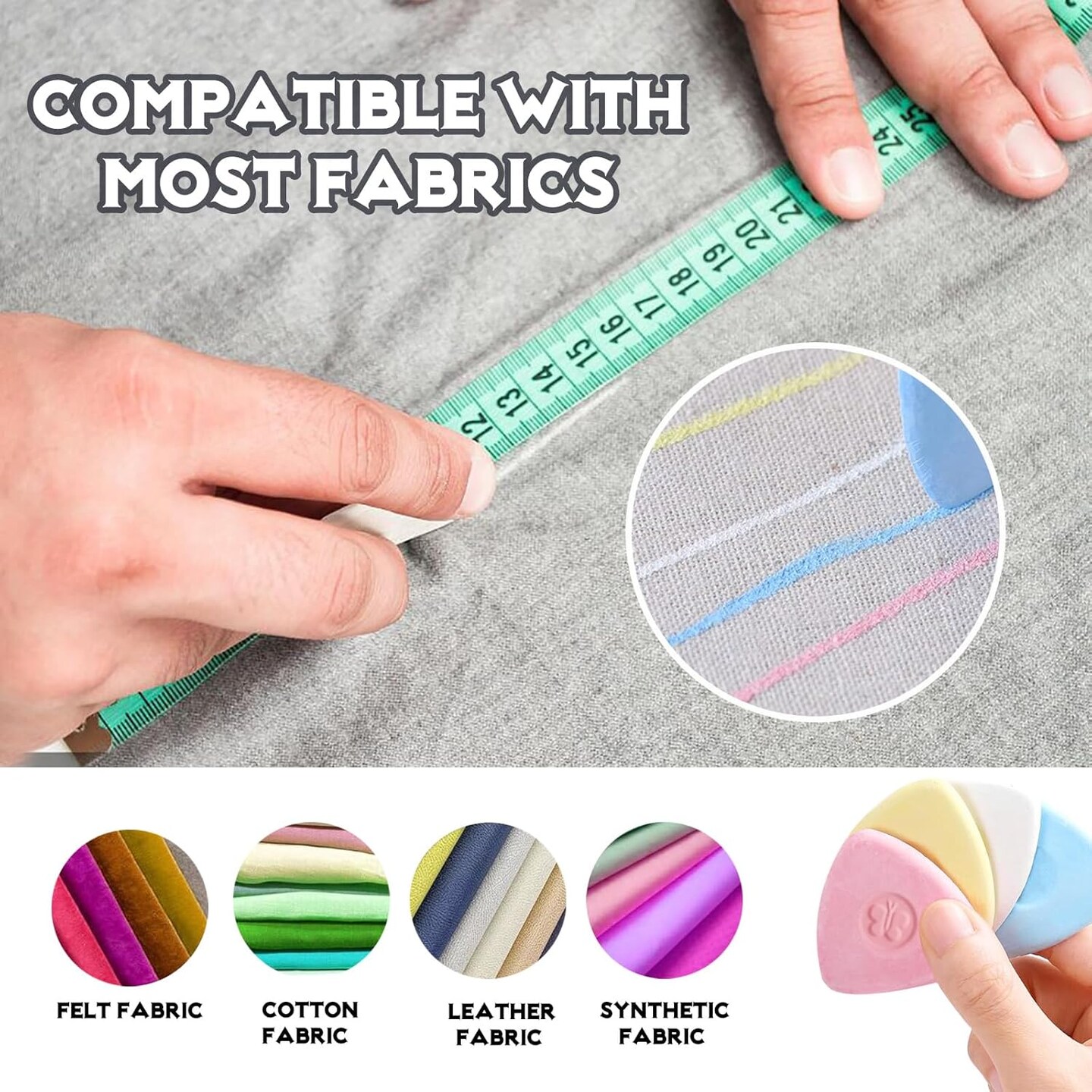 12Pcs Tailors Fabric Chalk - 4 Colors
