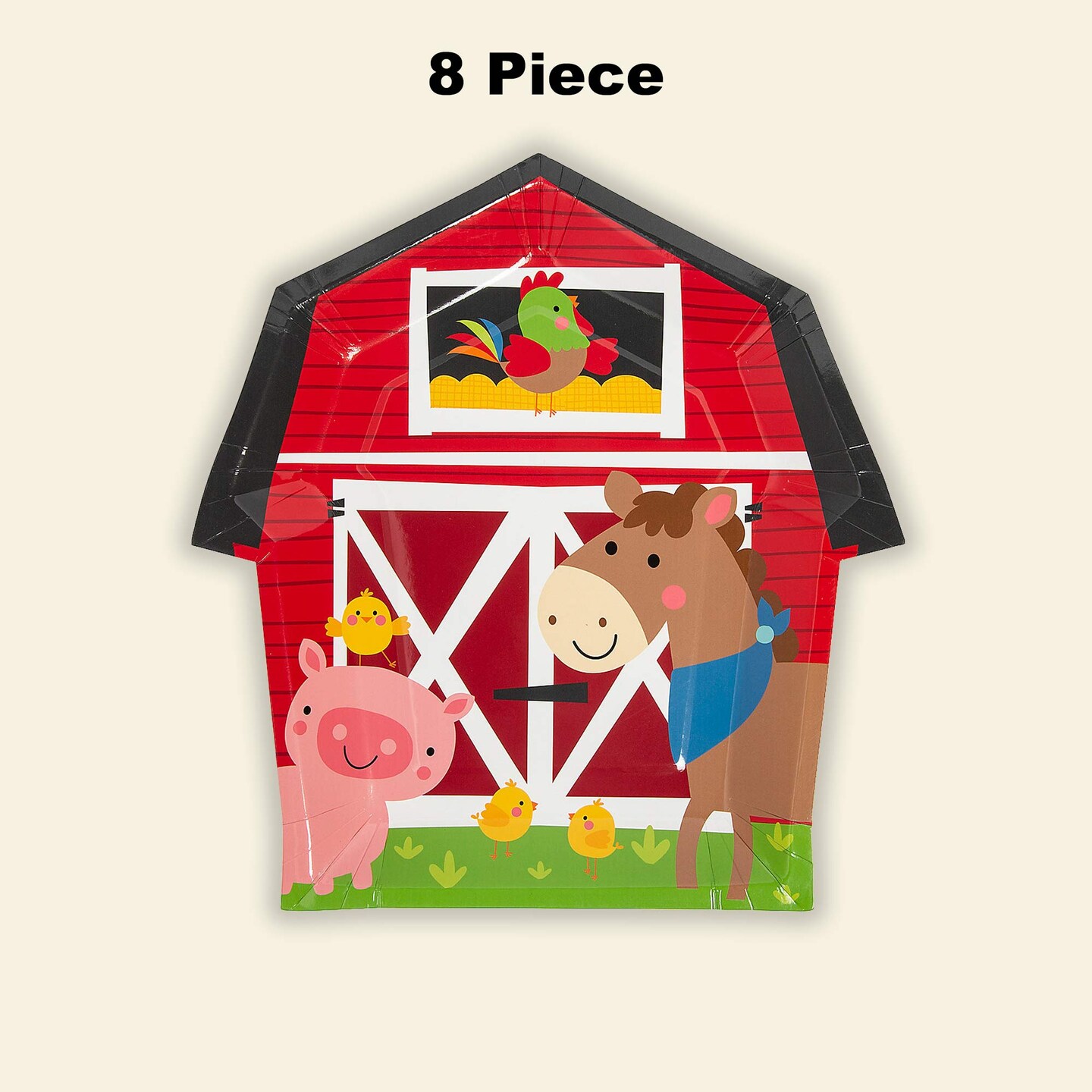 8 Count Farm Party Barn Shaped Paper Plates Birthday Kids Party Supplies 10"
