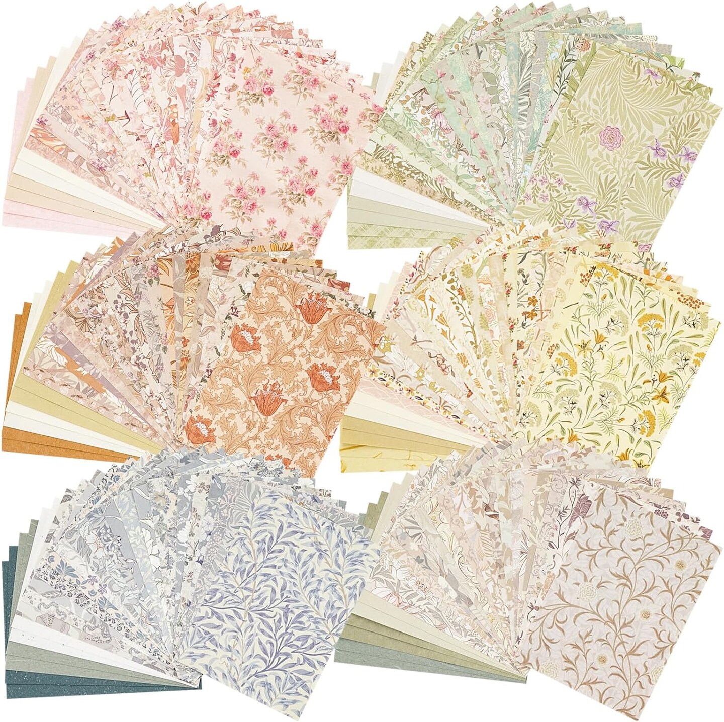 240 Pcs - Vintage Floral Scrapbook Paper (Multicolor) 4.1x5.8 Inches