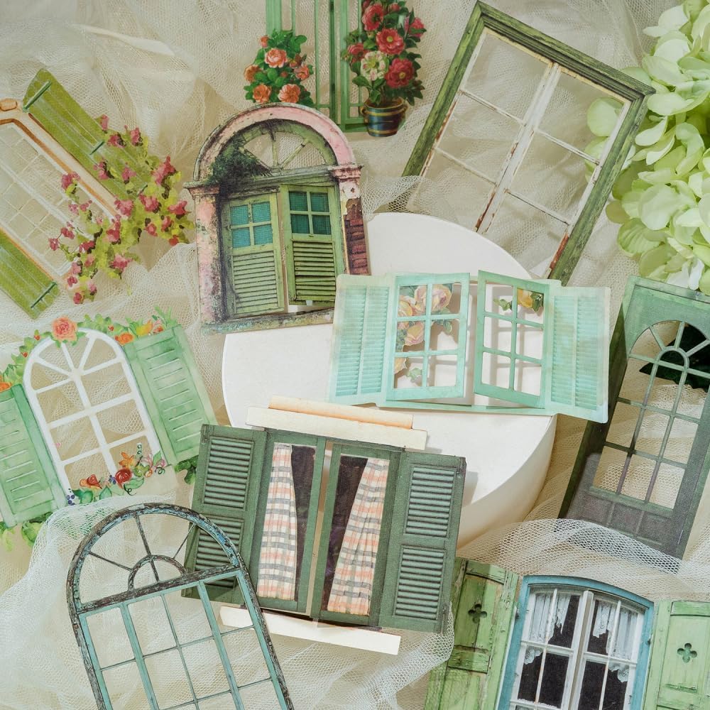 Vintage Scrapbook Paper Sheets Window Cutout Stickers