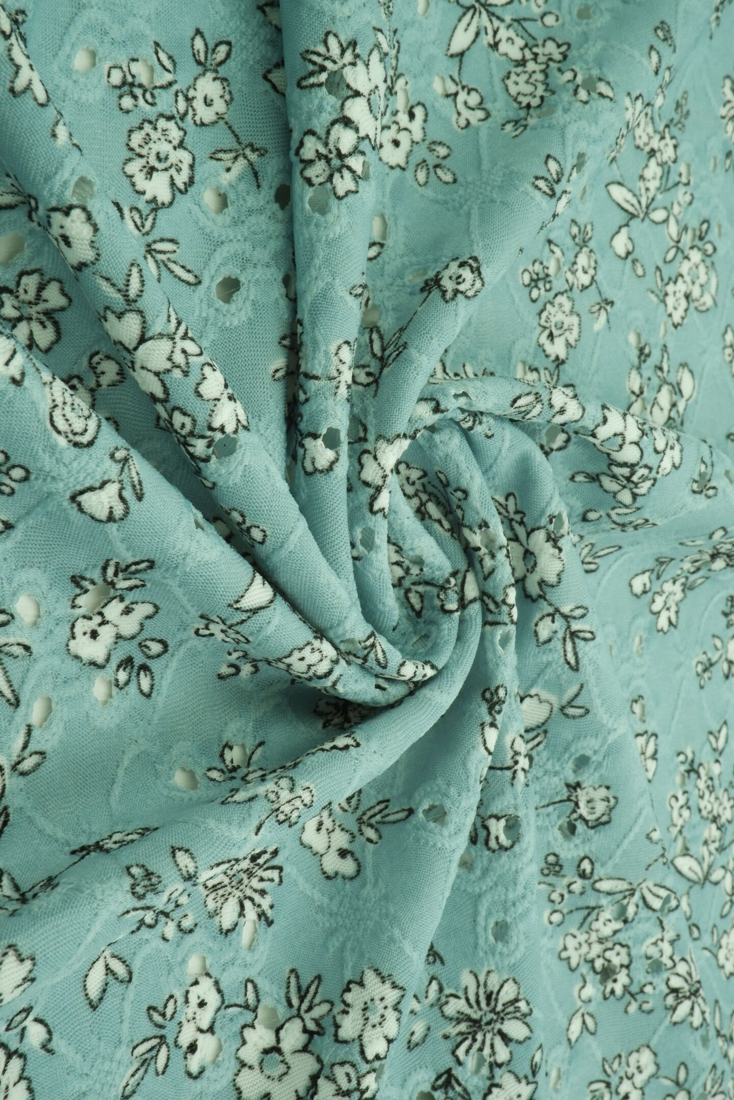 1 Yard Jacquard Eyelet Floral Knit Stretch Fabric 58/60″ Wide