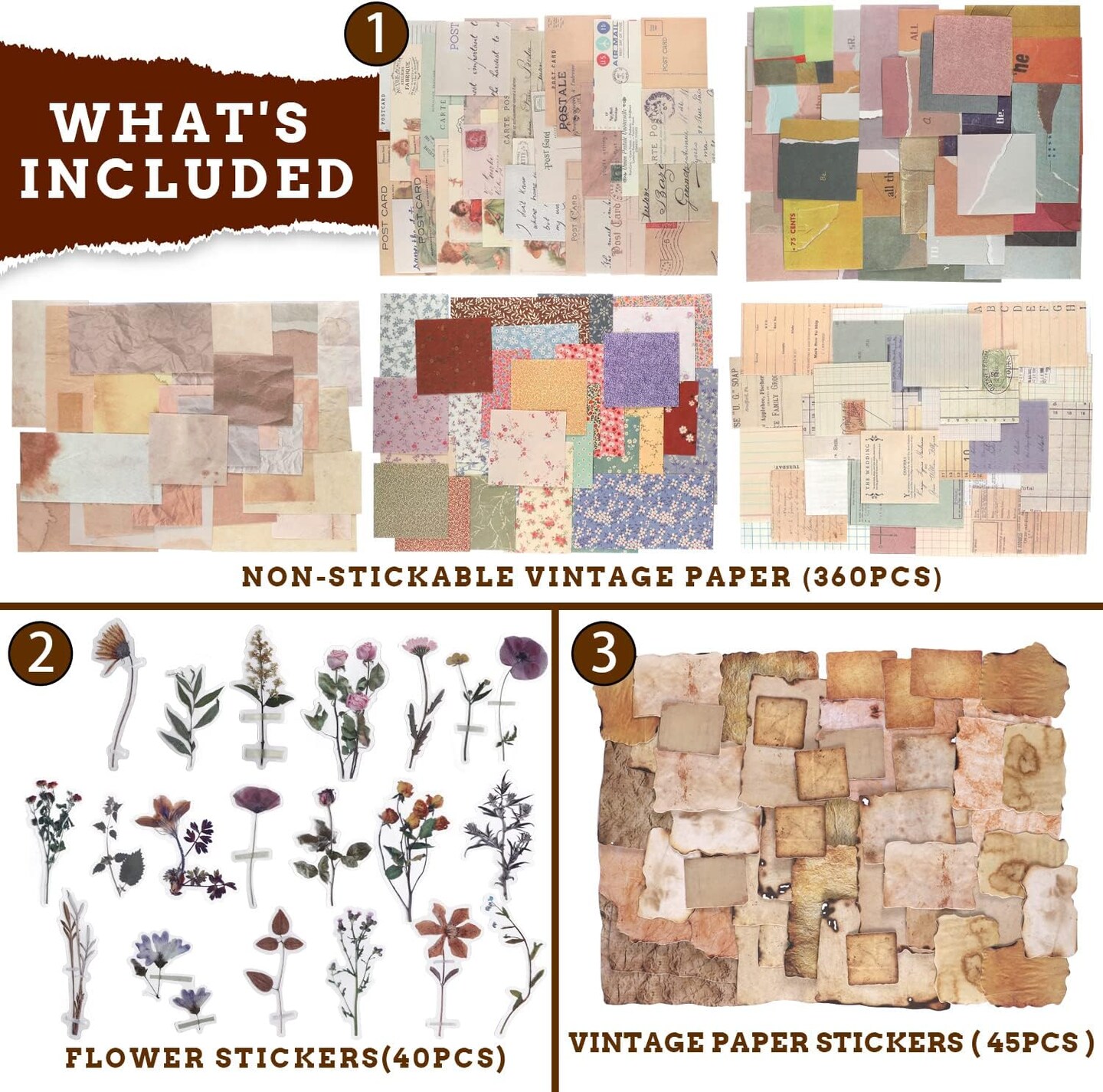 445 PCS Vintage Scrapbook Paper