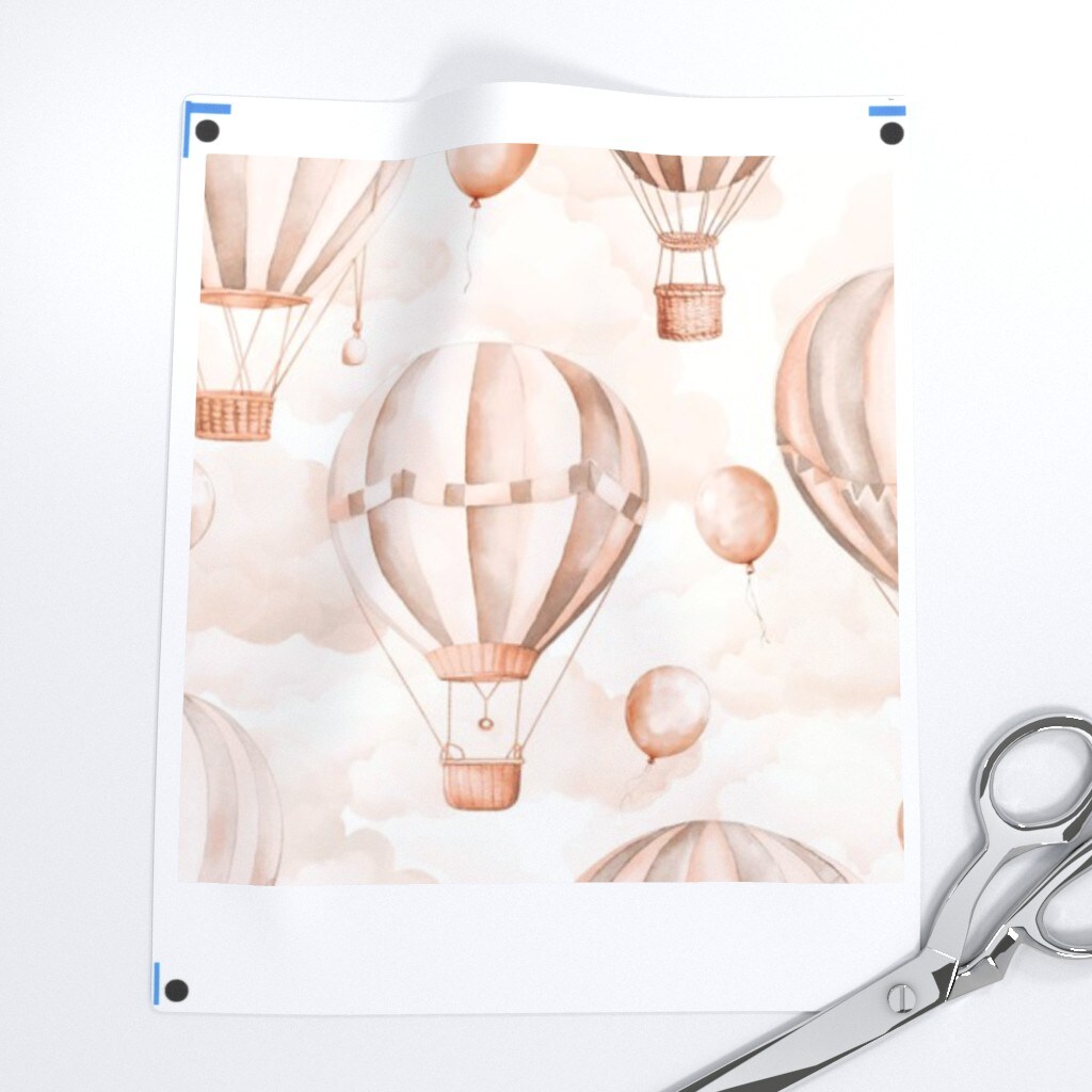 Neutral Balloon Soft Pastel Hot Air Whimsical Fun Cute Happy Cheerful Beige Blush Pink Custom Printed Fabric by Spoonflower Various Fabrics by the Yard or Fat Quarter