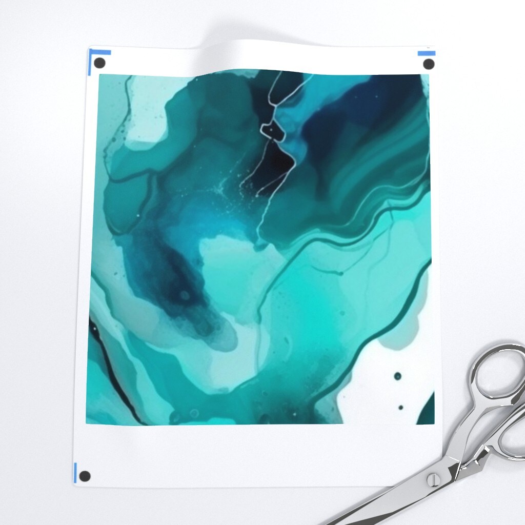 Green Teal Water Abstract Waves Watercolor Nautical Geode Modern Coastal Beach House Custom Printed Fabric by Spoonflower Various Fabrics by the Yard or Fat Quarter