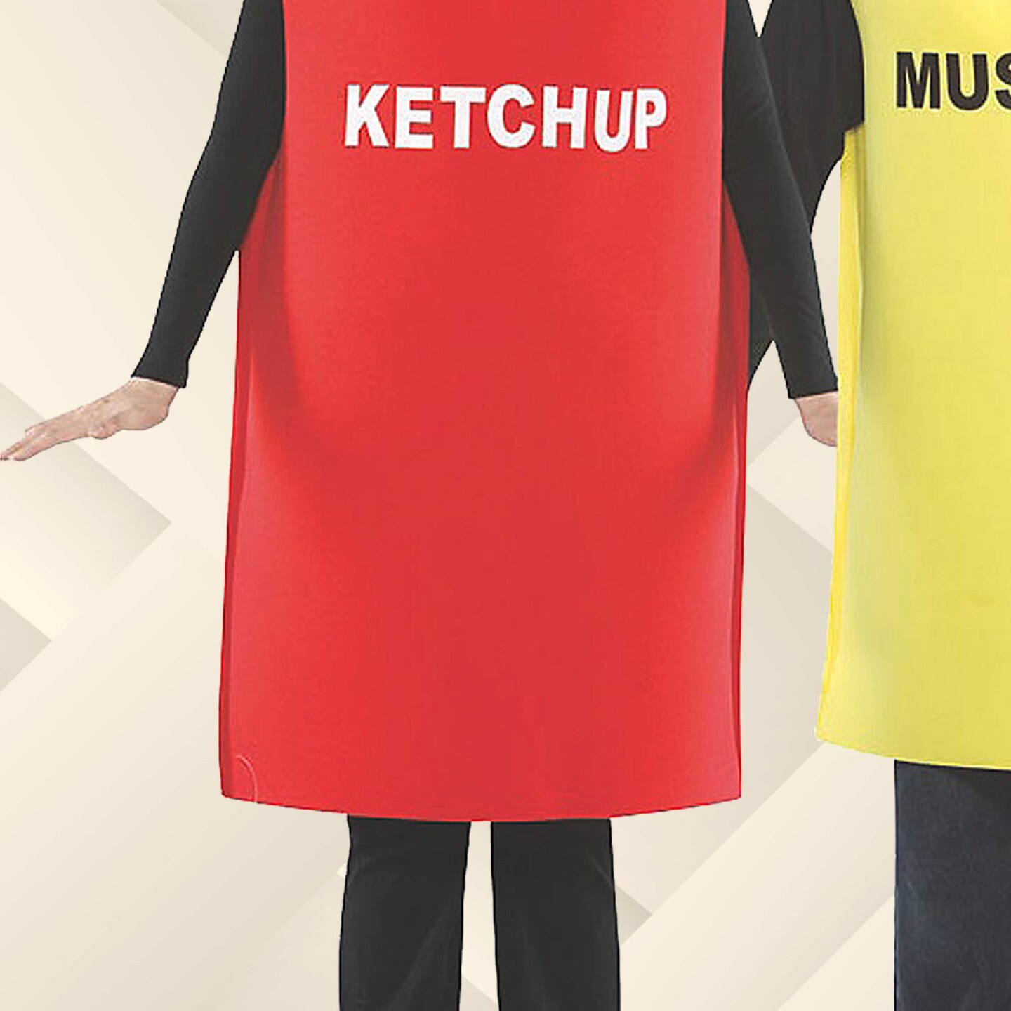 Ketchup and Mustard Couples Costume Set Halloween Food Tunics Hats Funny Party Outfit