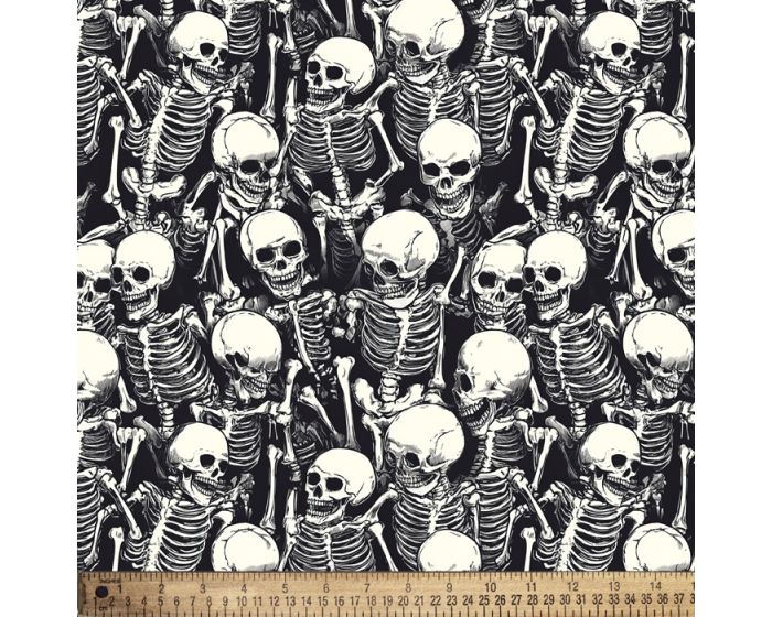 Halloween Skeletons Cotton Fabric | By the Yard | Sewing and Crafting | 44 inches wide