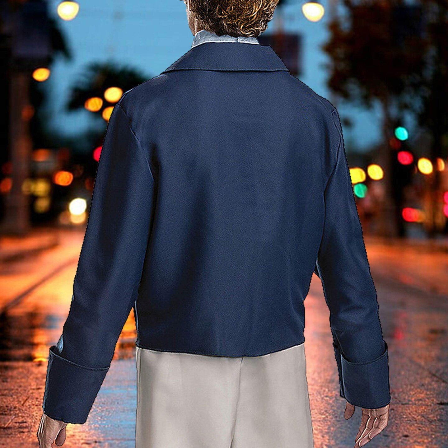 Deluxe Prince Eric Costume with Navy Jacket and Blue Cravat 100% Polyester