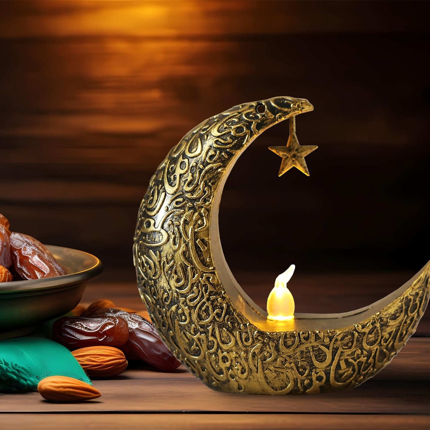 2PCS Mini Ramadan Moon Light for Ramadan Decorations, Black Mini Moon Star Light Eid Lamp for Ramadan Table Decoration Ramadan Gift Home Decor, Eid Ramadan Candle Lights Nightstand Decor