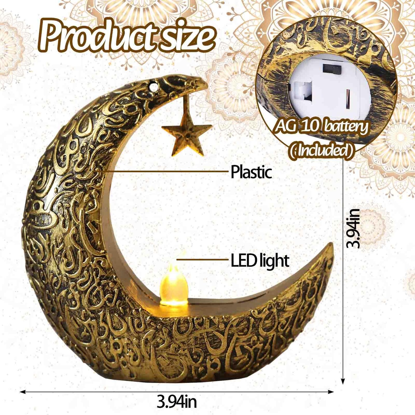 2PCS Mini Ramadan Moon Light for Ramadan Decorations, Black Mini Moon Star Light Eid Lamp for Ramadan Table Decoration Ramadan Gift Home Decor, Eid Ramadan Candle Lights Nightstand Decor