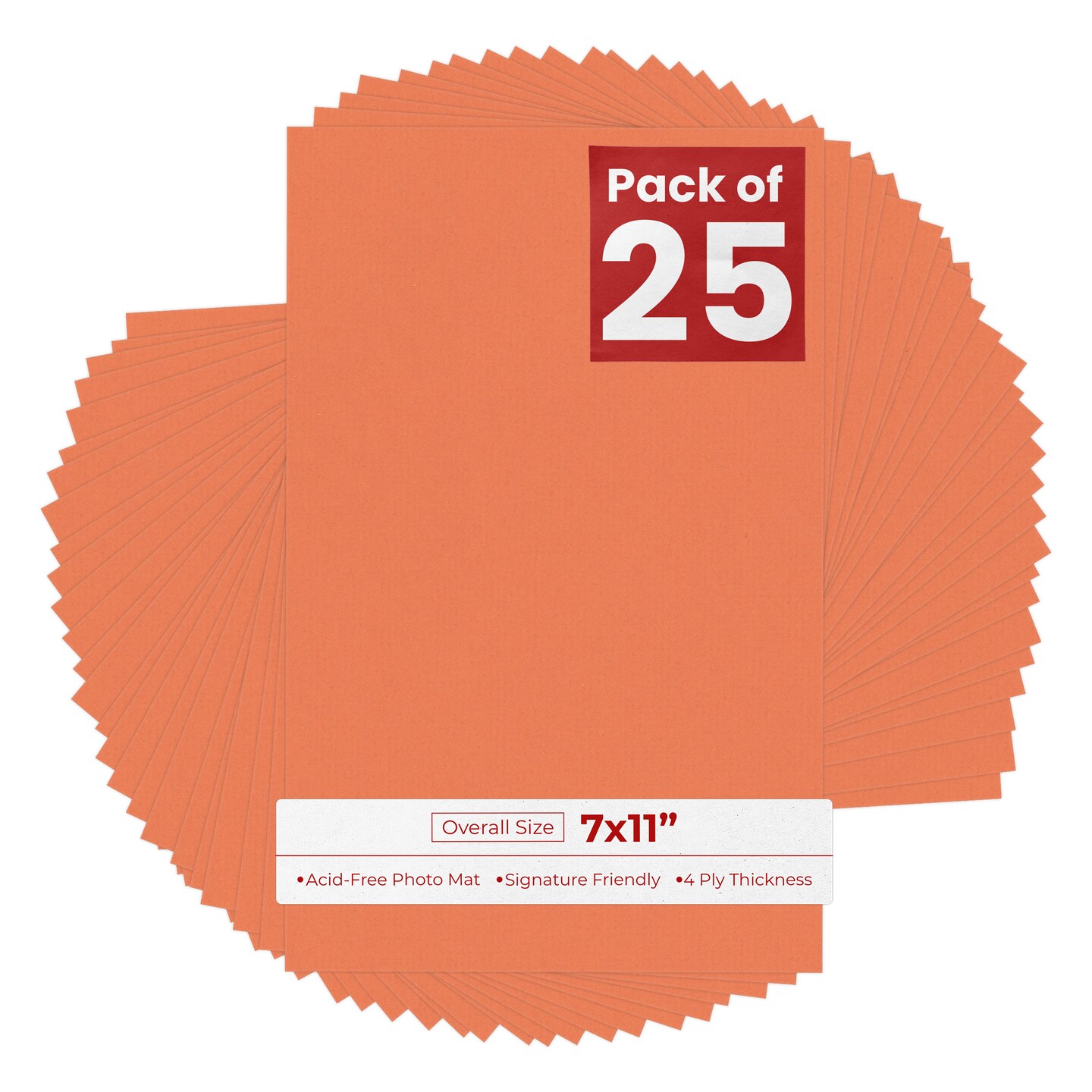 Carnelian Orange 7x11 Uncut Mat Board - Blank Sheets, No Opening, Color ...