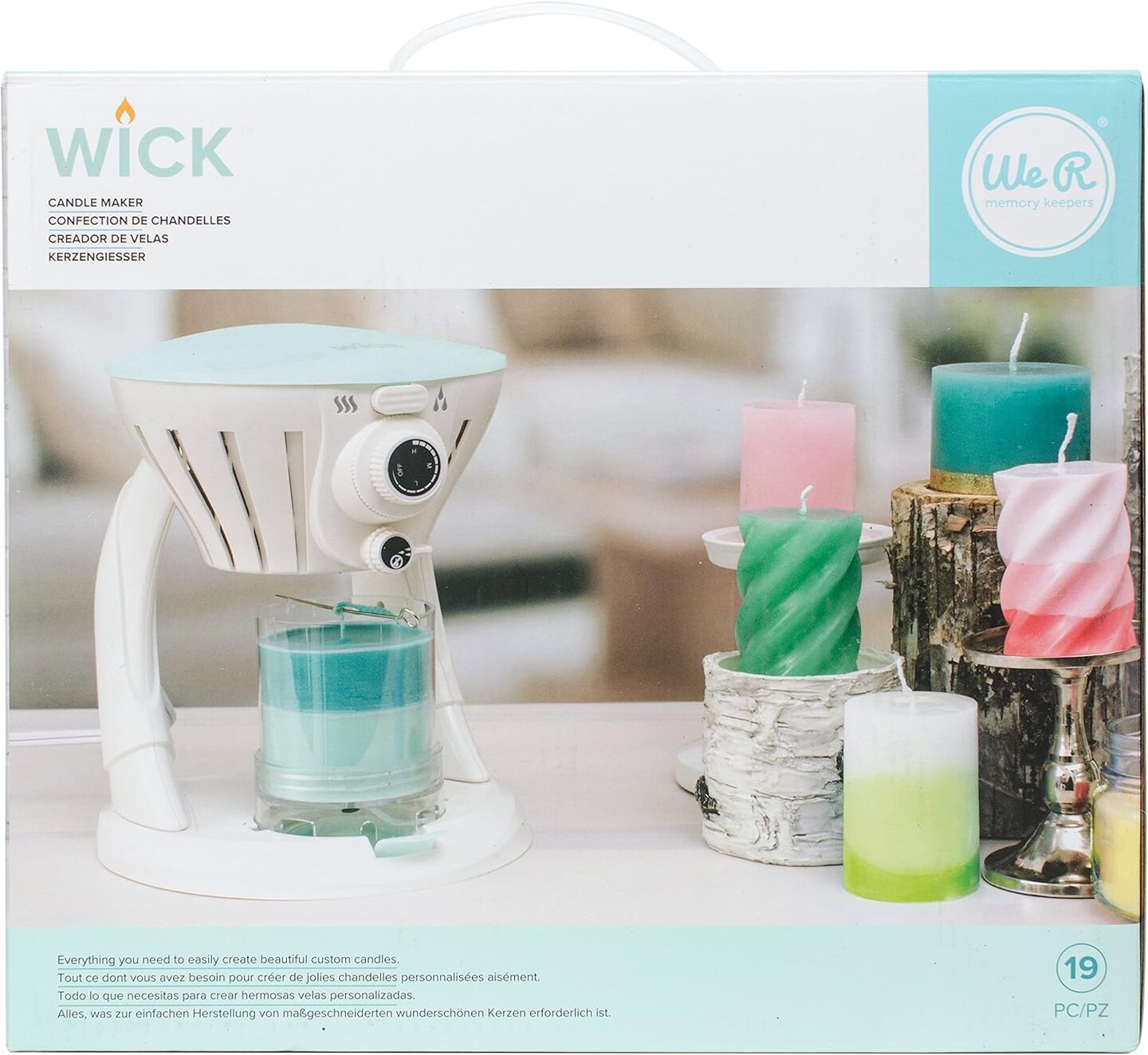 We R Memory Keepers, Wick Candle Making Kit, Includes 3 pounds of Paraffin Wax, 72 inches of Cotton Wick, 3 Rubber Stoppers, Pigment, Molds, Mixing Chart, Compatible with Beeswax, Soy and More 660651