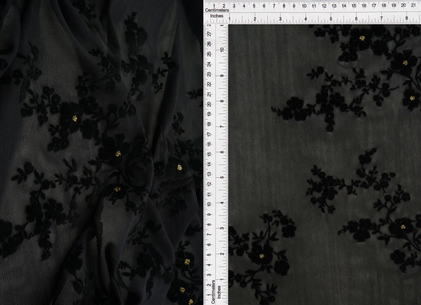 1 Yard Ditsy Flocking Glitter Fabric, 56/57&#x2033; Wide Polyester Spandex Blend
