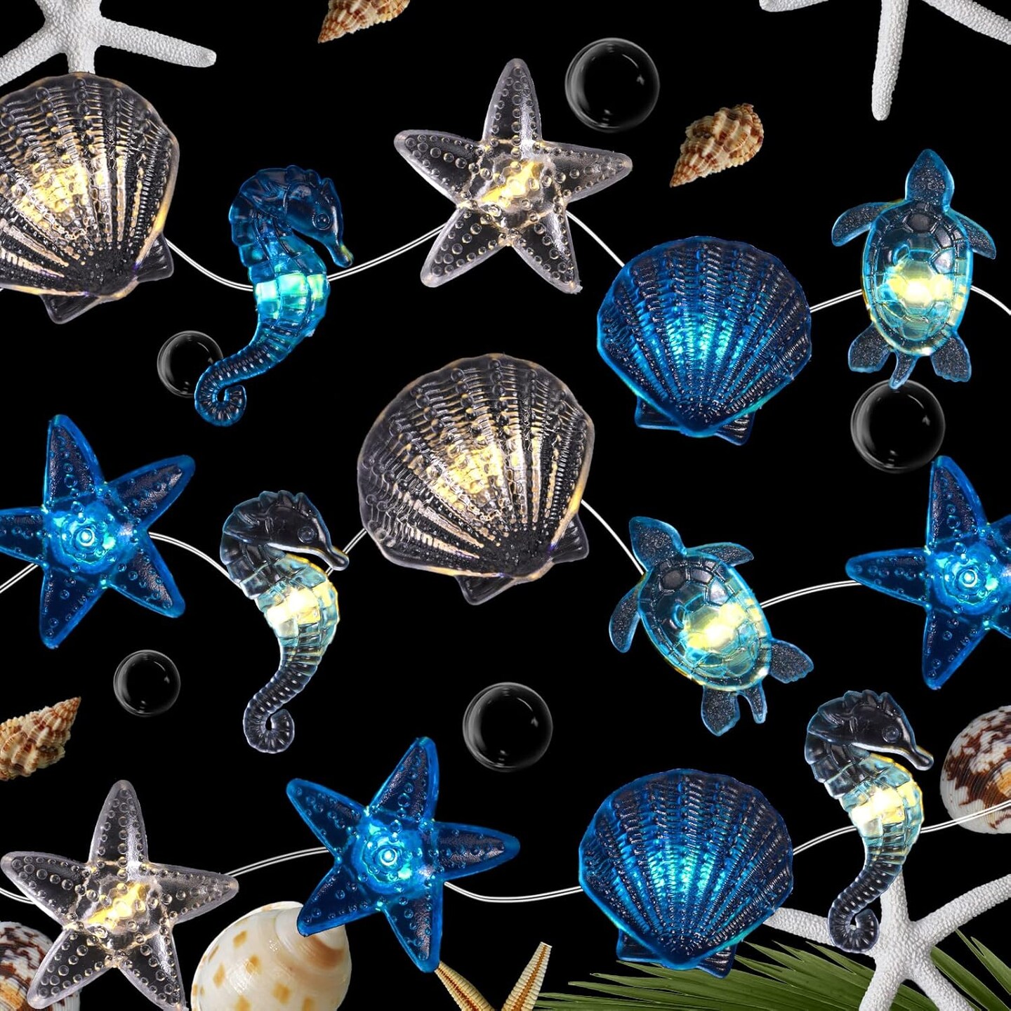 2 Pcs Ocean Decor String Lights for Bedroom Nautical Theme