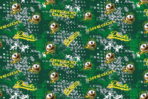 Licensed NCAA University of Oregon Ducks Splatter OR-835 Cotton Fabric by the Yard