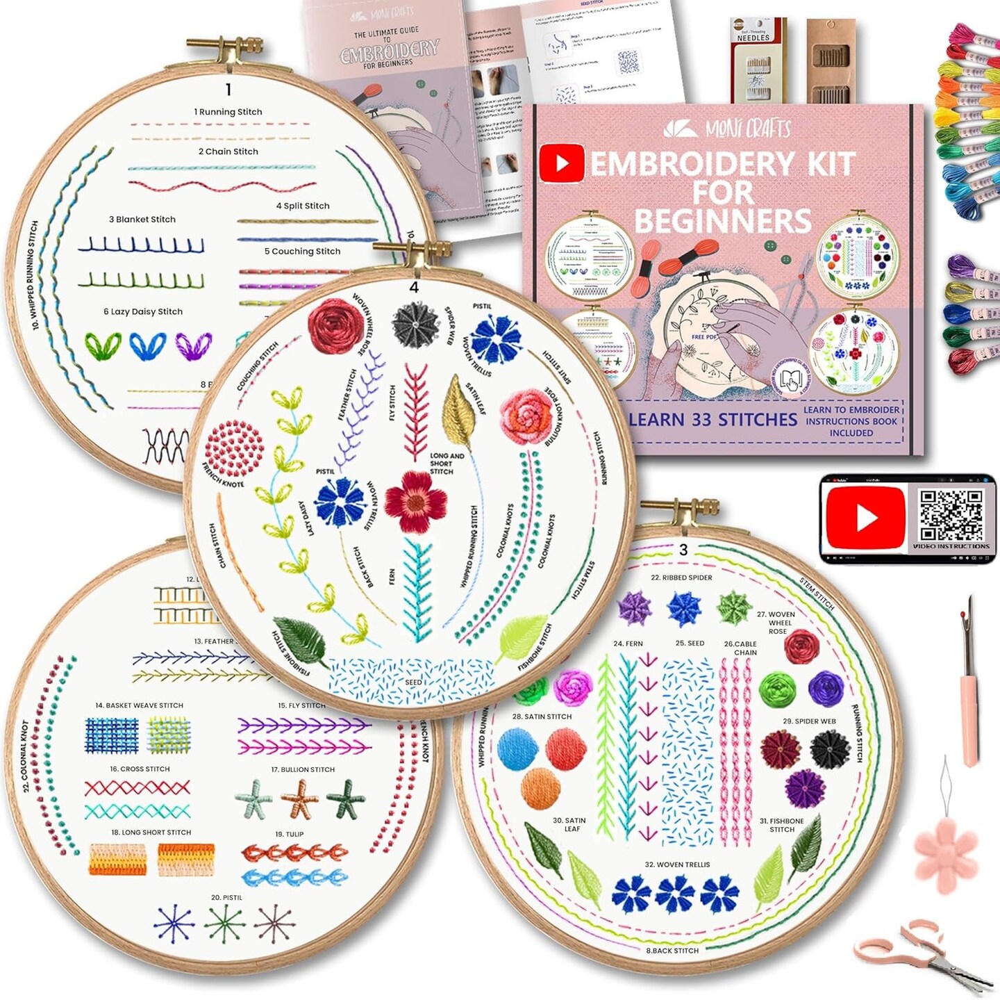 Embroidery Kit for Beginners(White)