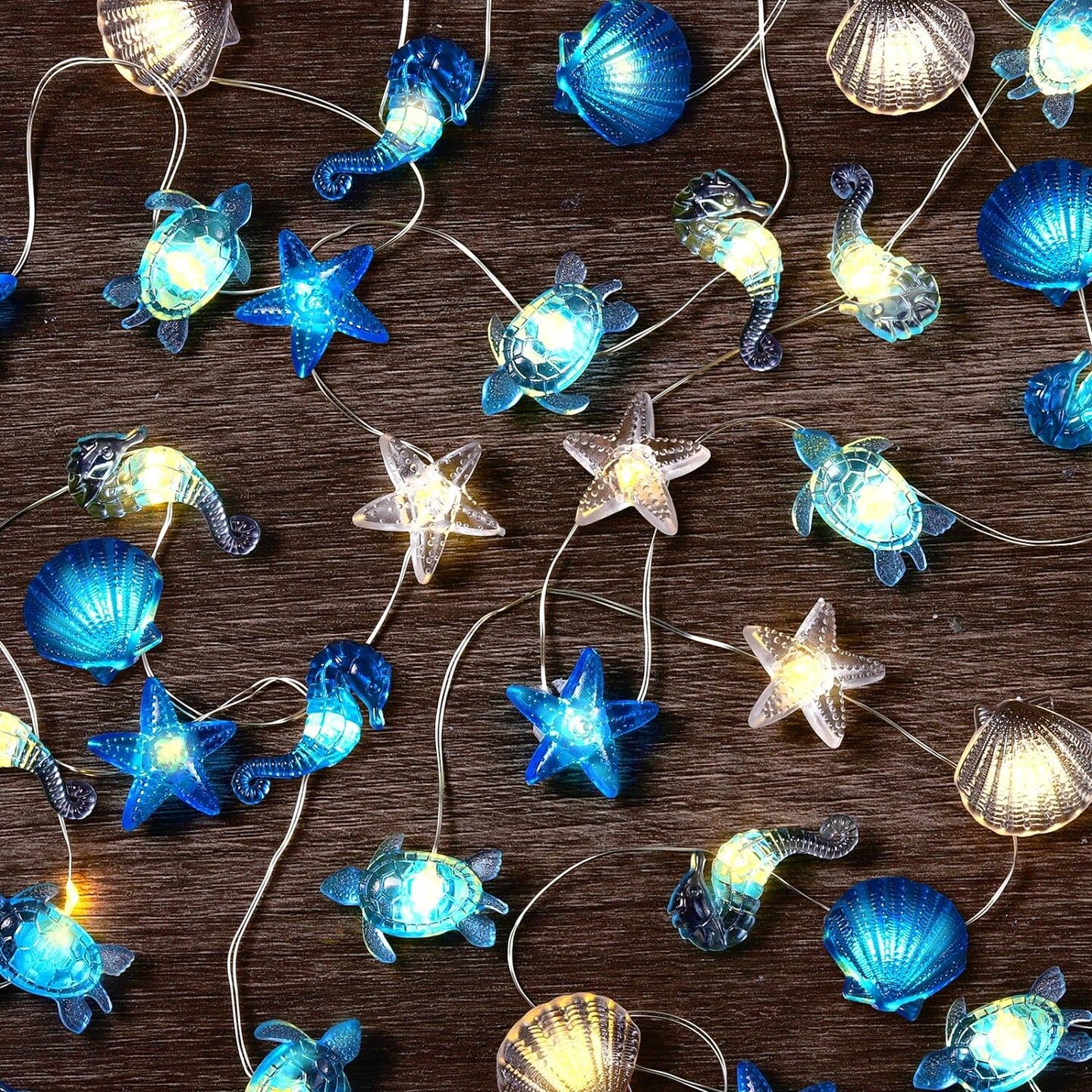 2 Pcs Ocean Decor String Lights for Bedroom Nautical Theme