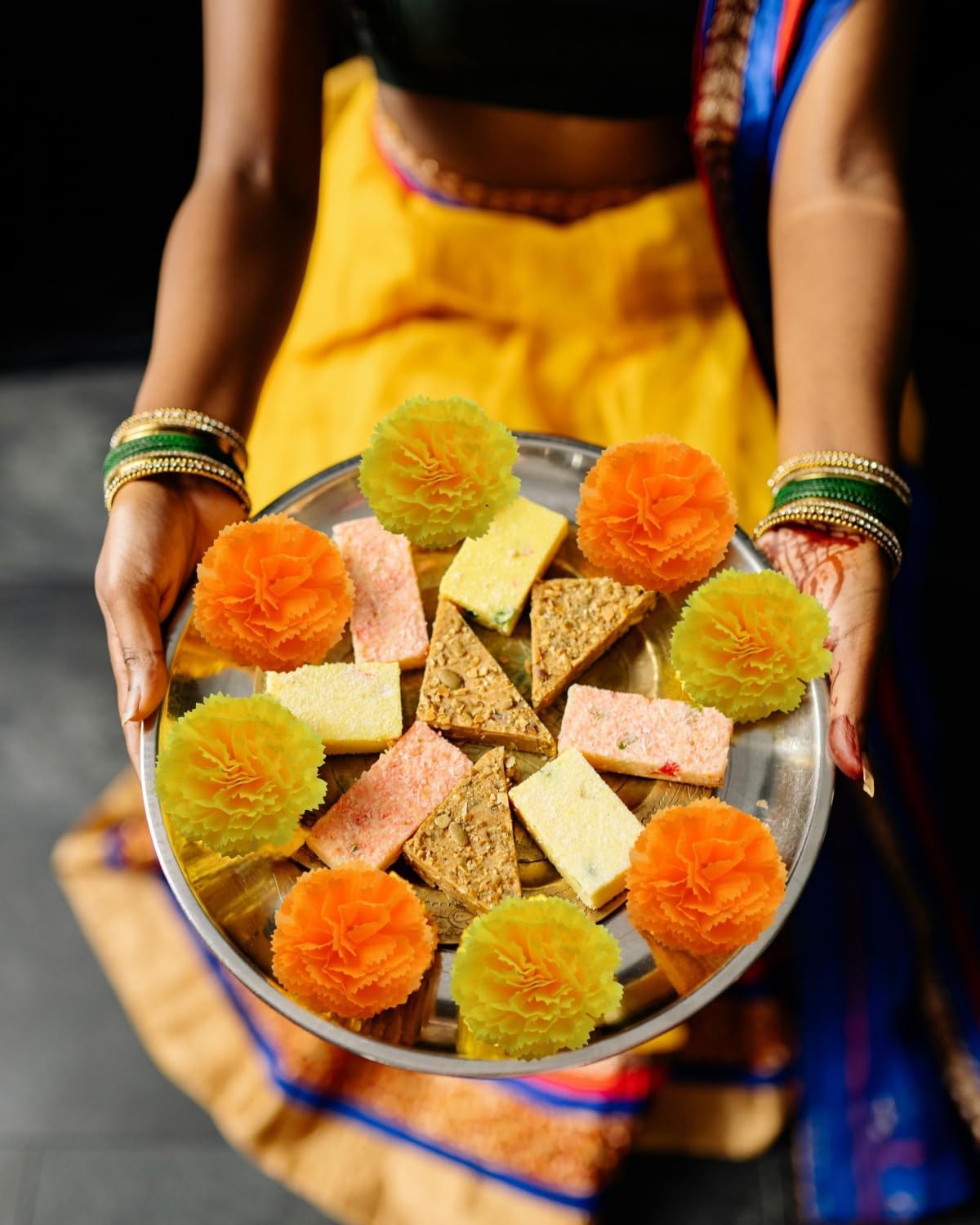 Marigolds Artificial Flowers (Orange, 60Pcs)