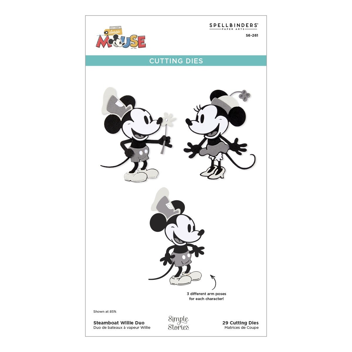 Spellbinders Etched Dies From Say Cheese Classic Mouse-Steamboat Willie Duo