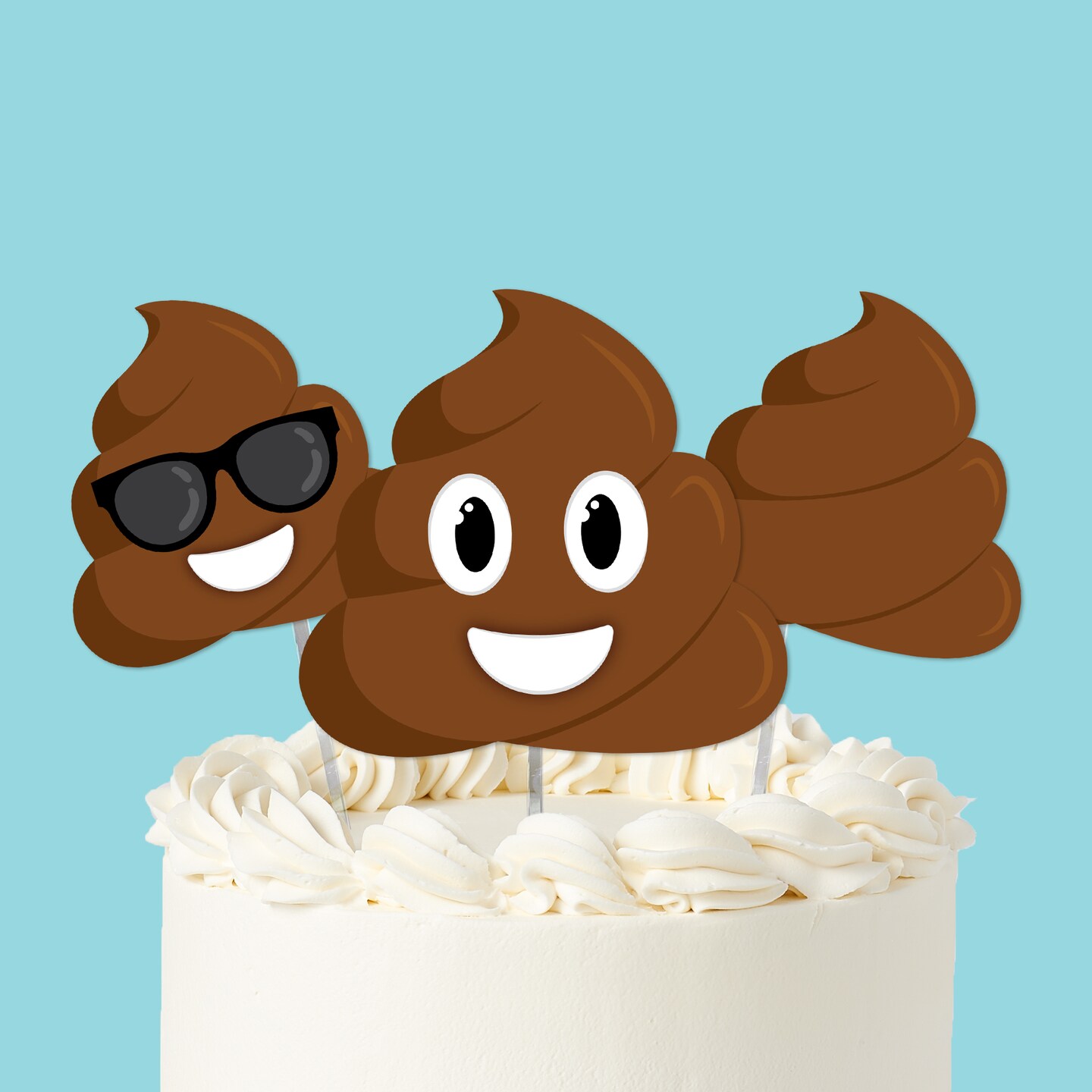 Big Dot of Happiness Party ’Til You’re Pooped Cake Topper Set, Funny Poop Emoji Party Decorations for Potty Training or Milestone Birthday Party