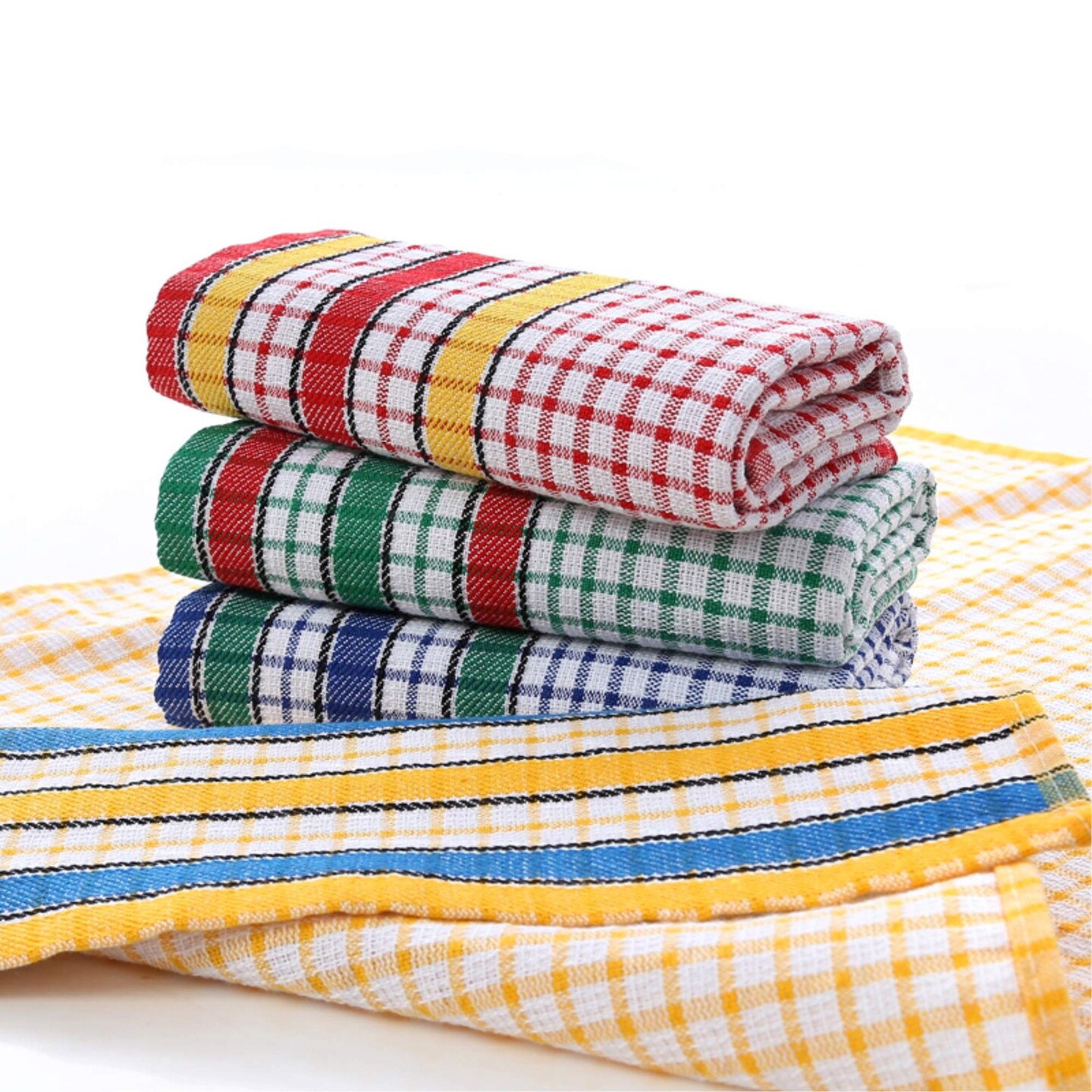 Large Kitchen Dish Towels, 16 Inch x 26 Inch Bulk Absorbent Cotton Kitchen Towels, 4 Pack Bright Colorful Tea/Bar Towel for Washing Drying Dishes and Household