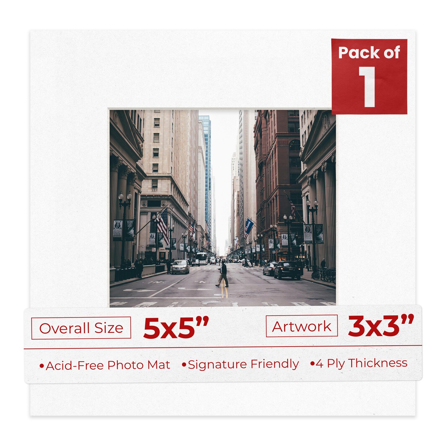 White with Black Core Mat Board for 5x5 Inch Frames - Fits 3x3 Photos ...