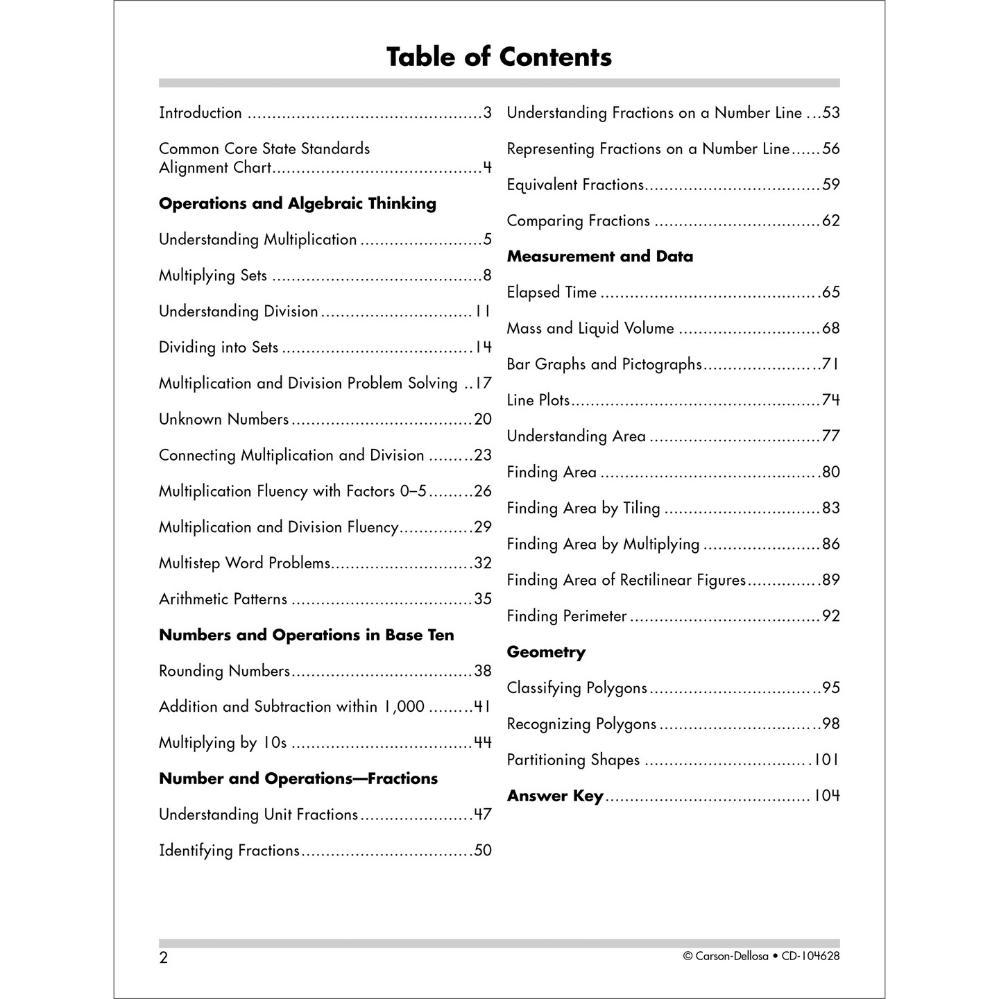 Carson Dellosa 3rd Grade Math Workbook, Algebra, Multiplication, Division, Arithmetic, Fractions, Addition and Subtraction Within 1000, and More, Classroom or Homeschool Curriculum
