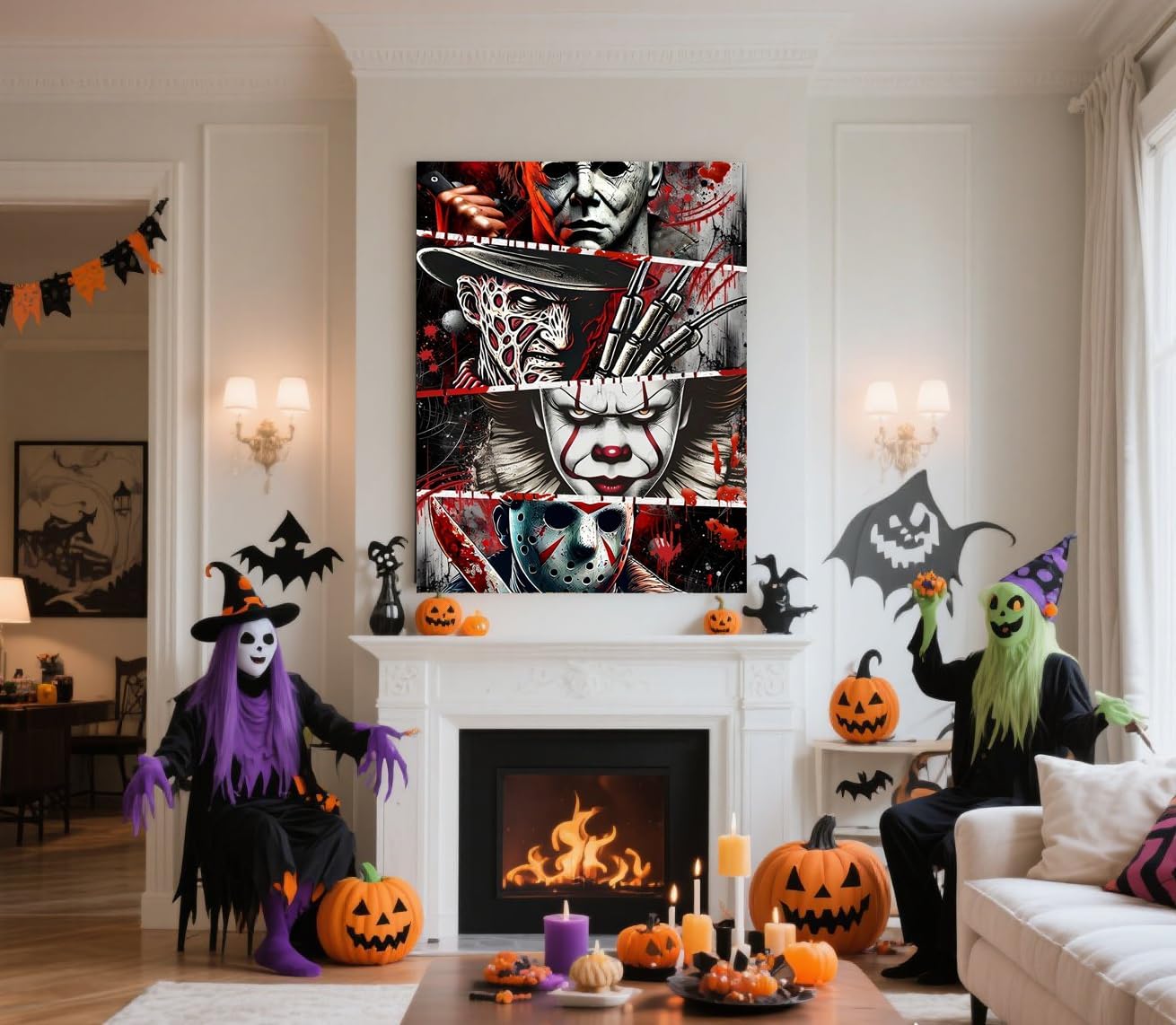 DIY Halloween Diamond Art Kits, 5D Horror Diamond Painting - 11.8x15.8in