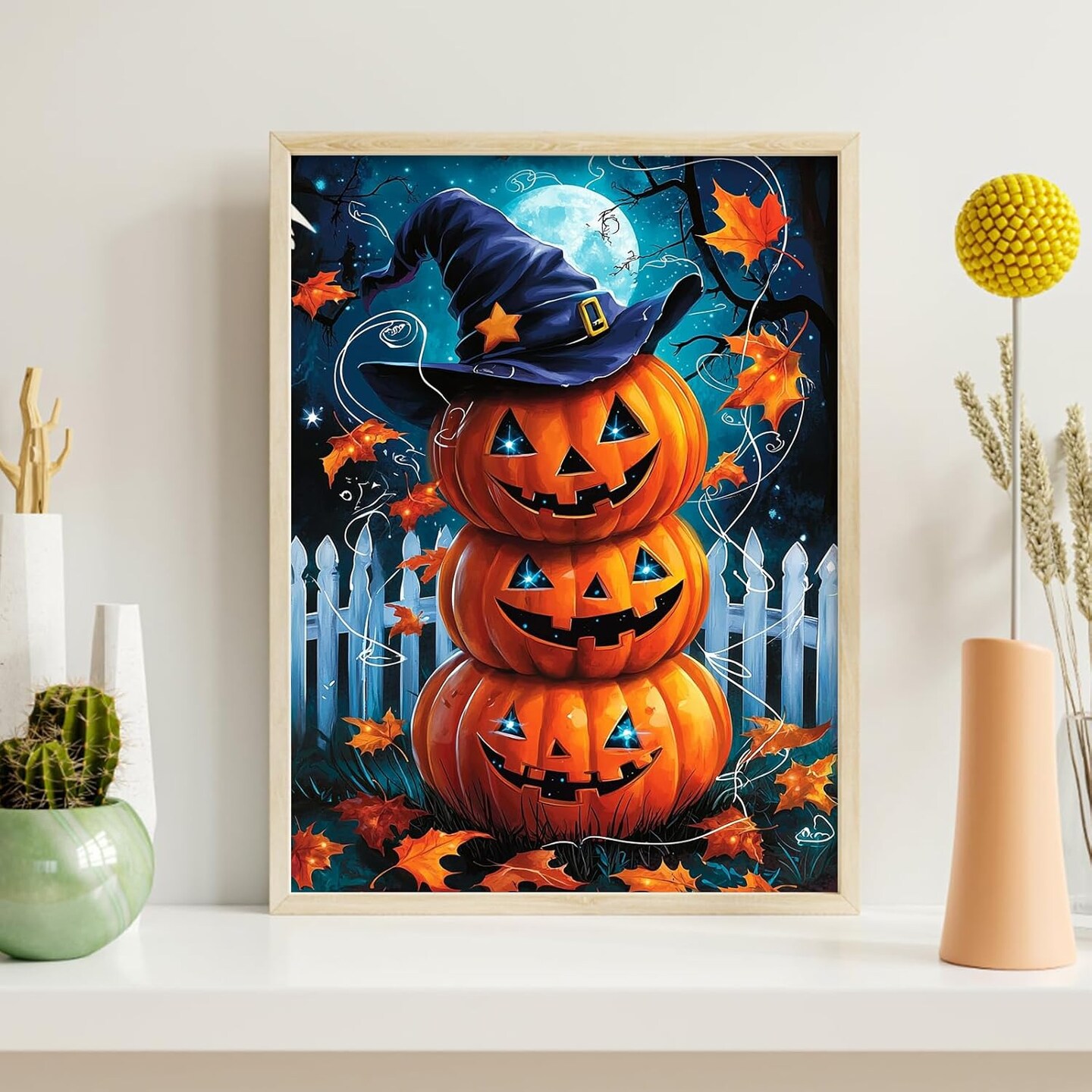 Halloween Pumpkins Diamond Painting Kit for Adults &#x2013; 5D Full Drill DIY Gem Art, Diamond Painting Craft for Beginners, Wall Decor 12x16 Inch